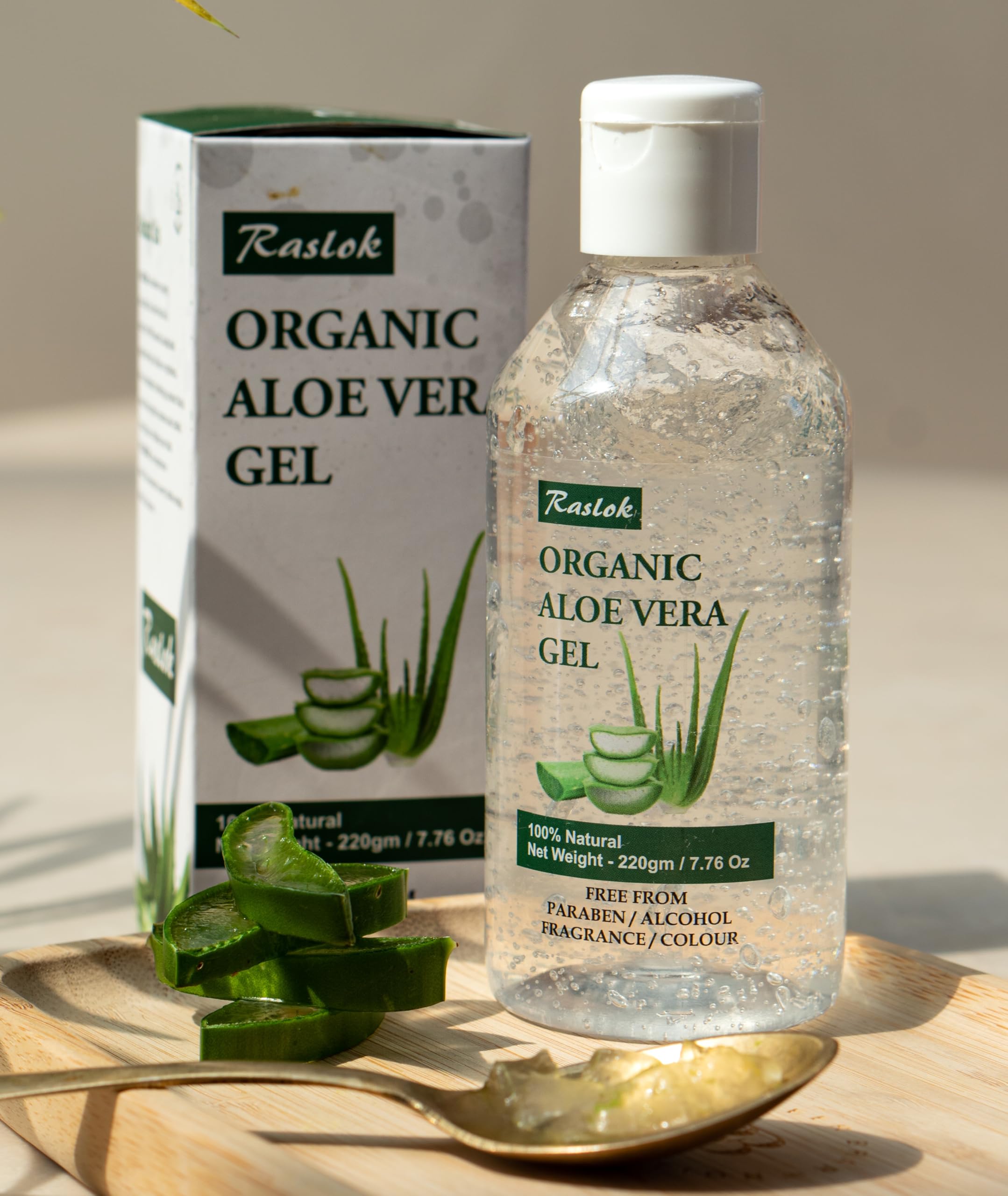 Raslok Aloe Vera Gel | 99% Pure Natural Aloe Gel For Moisturizing Face Skin & Hair Care,Durable Moisturizing Hydrating Soothing, Non-Sticky (7.7 OZ)