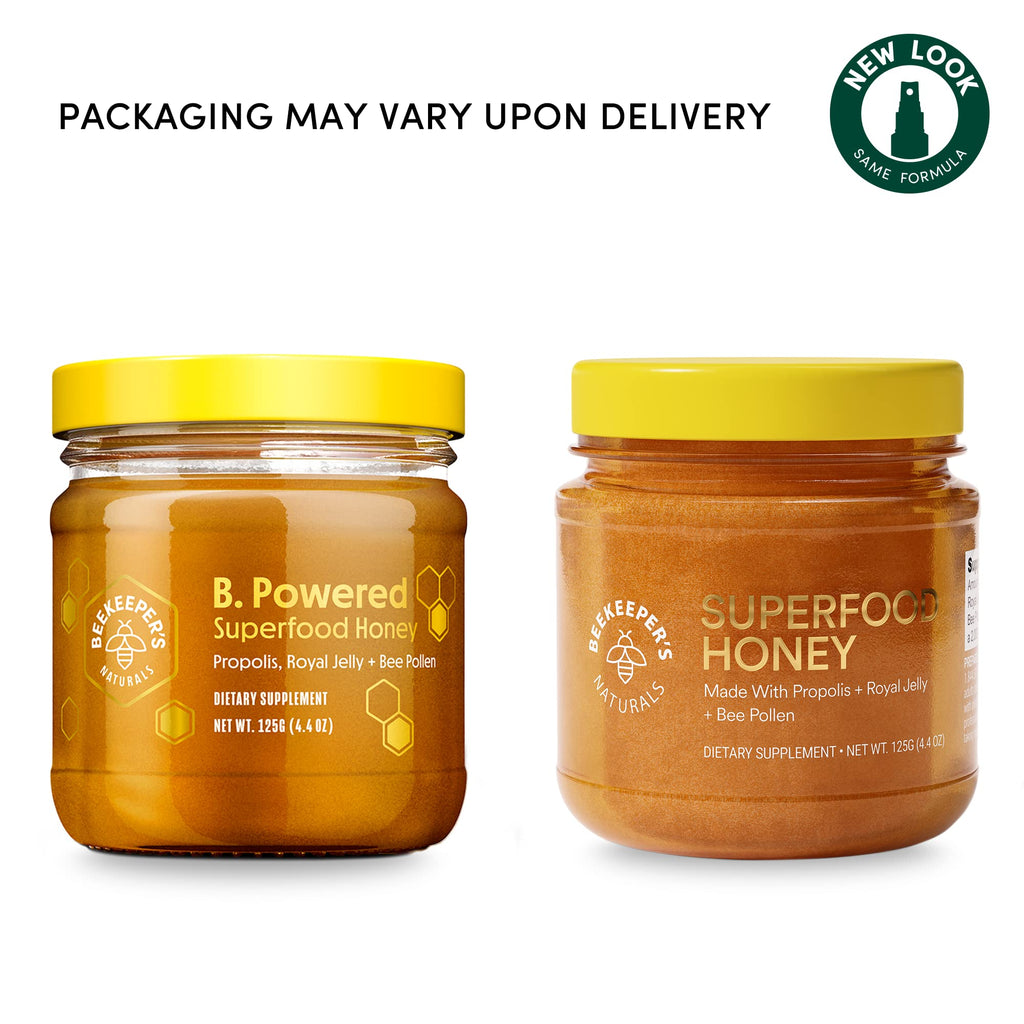 Superfood Honey by Beekeeper's Naturals - Bee Pollen, Royal Jelly, Propolis, Honey - Natural Energy, Immune Support
