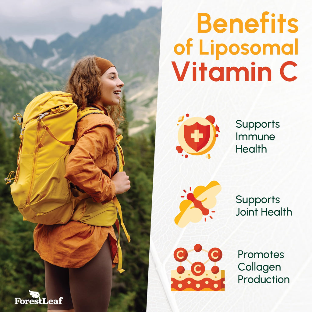ForestLeaf Liposomal Vitamin C 1400mg Capsules | High Dose Vitamin C Liposomal Supplement w Coconut Oil Fatty Acids | Fast Absorption | Immune Support, Antioxidant,