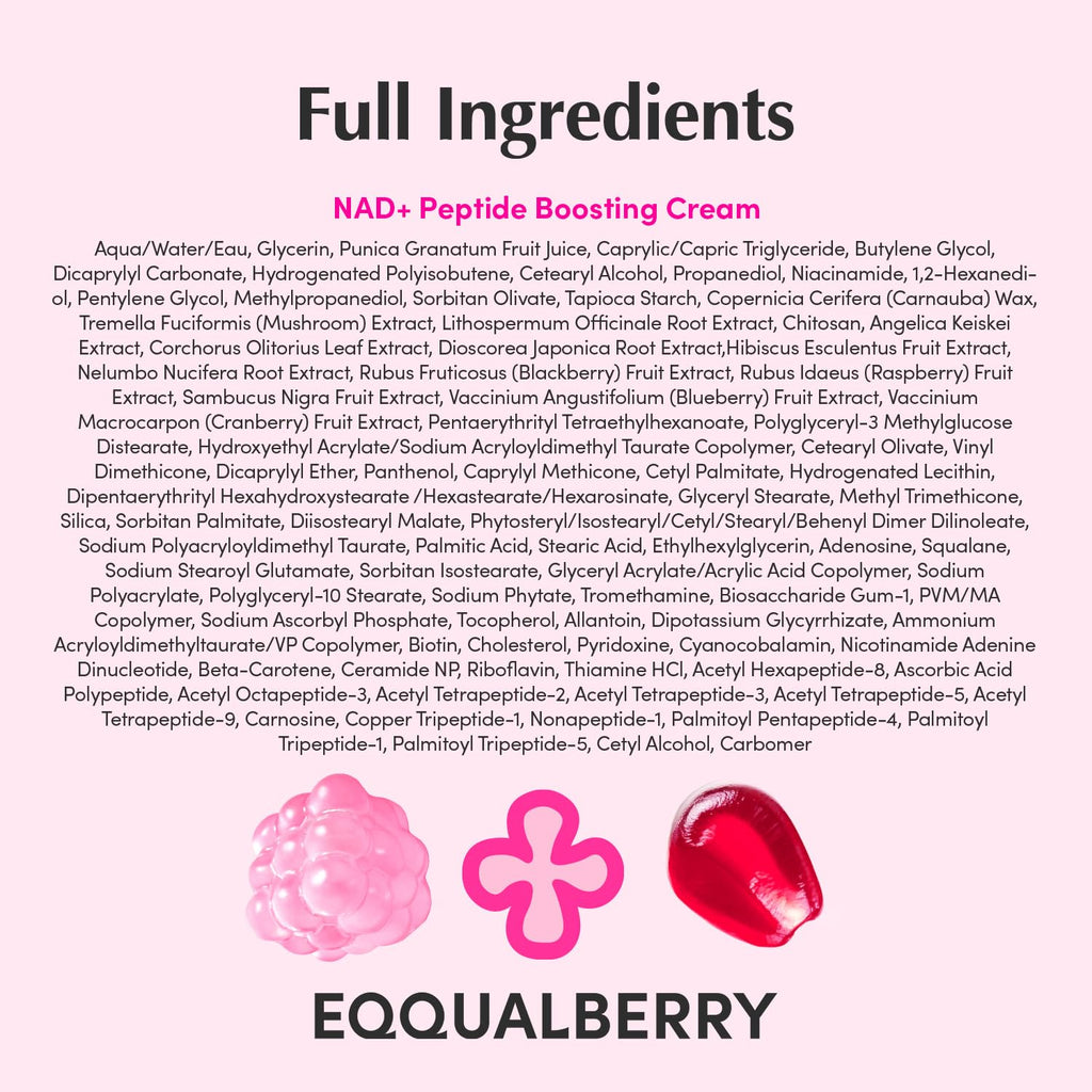 EQQUALBERRY NAD+ Peptide Boosting Cream – NAD+ 5% & 13 Peptides Anti-Aging Face & Body Cream