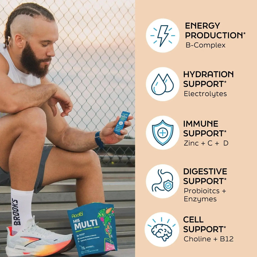 Root'd Multivitamin Powder for Men - 24 Vitamins & Minerals with 3X Electrolytes, 9 Organic Superfoods, Probiotics & Enzymes Root'd Au supplements