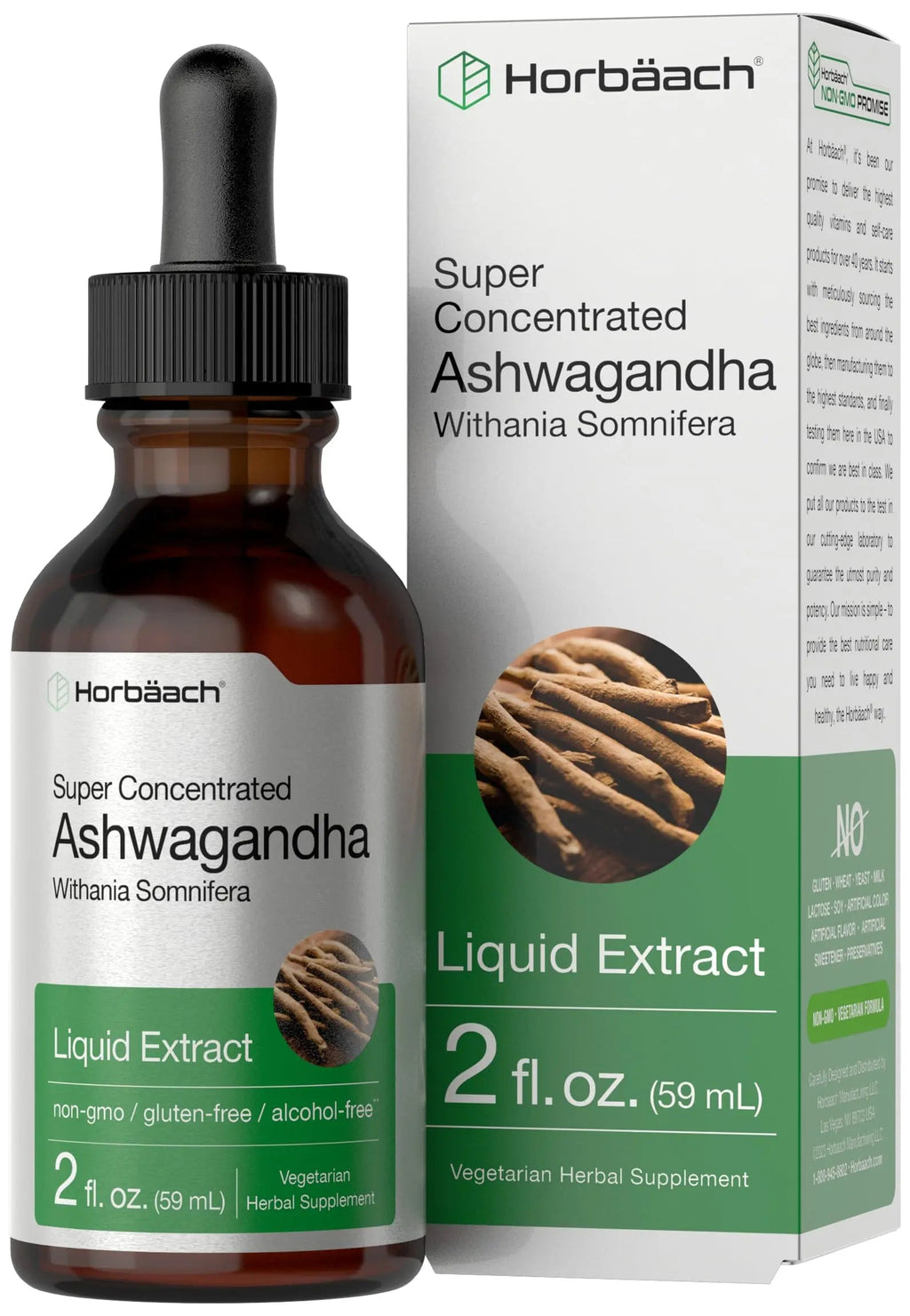 Ashwagandha Root Liquid Extract | 2 fl oz | Alcohol Free Tincture | Vegetarian, Non-GMO, Gluten Free Supplement | by Horbaach Horbäach Au supplements