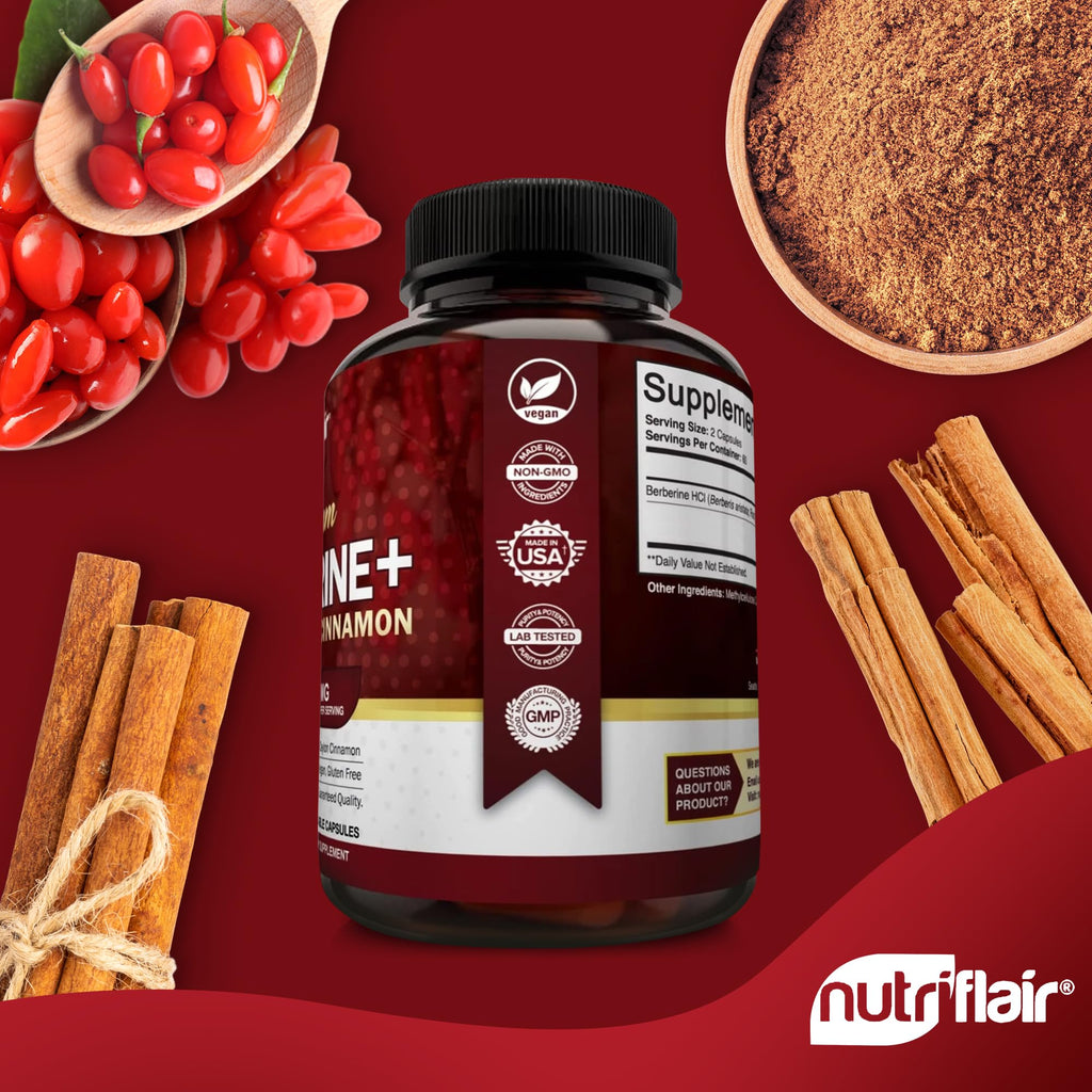 NutriFlair Premium HCL 1200mg, 120 Capsules - Plus Pure True Ceylon Cinnamon