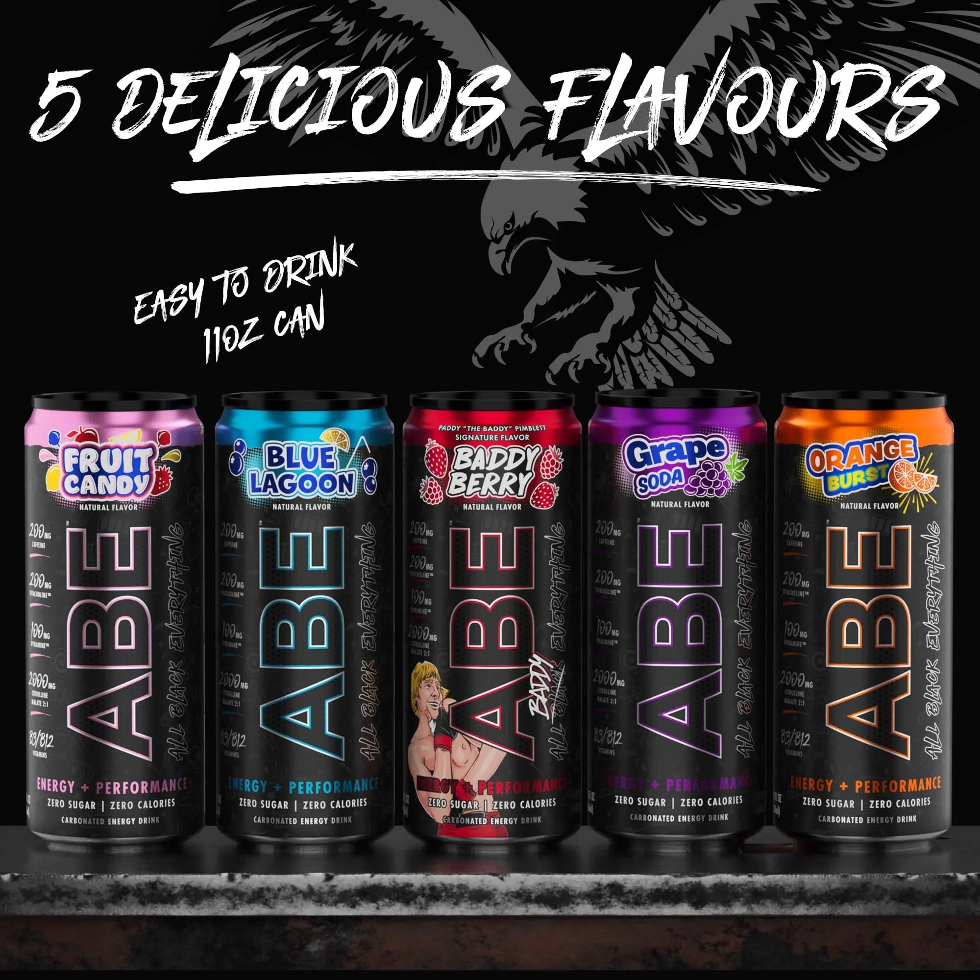 ABE Energy + Performance Sugar Free Energy Drink - All Black Everything Drink ABE all black everything Au supplements