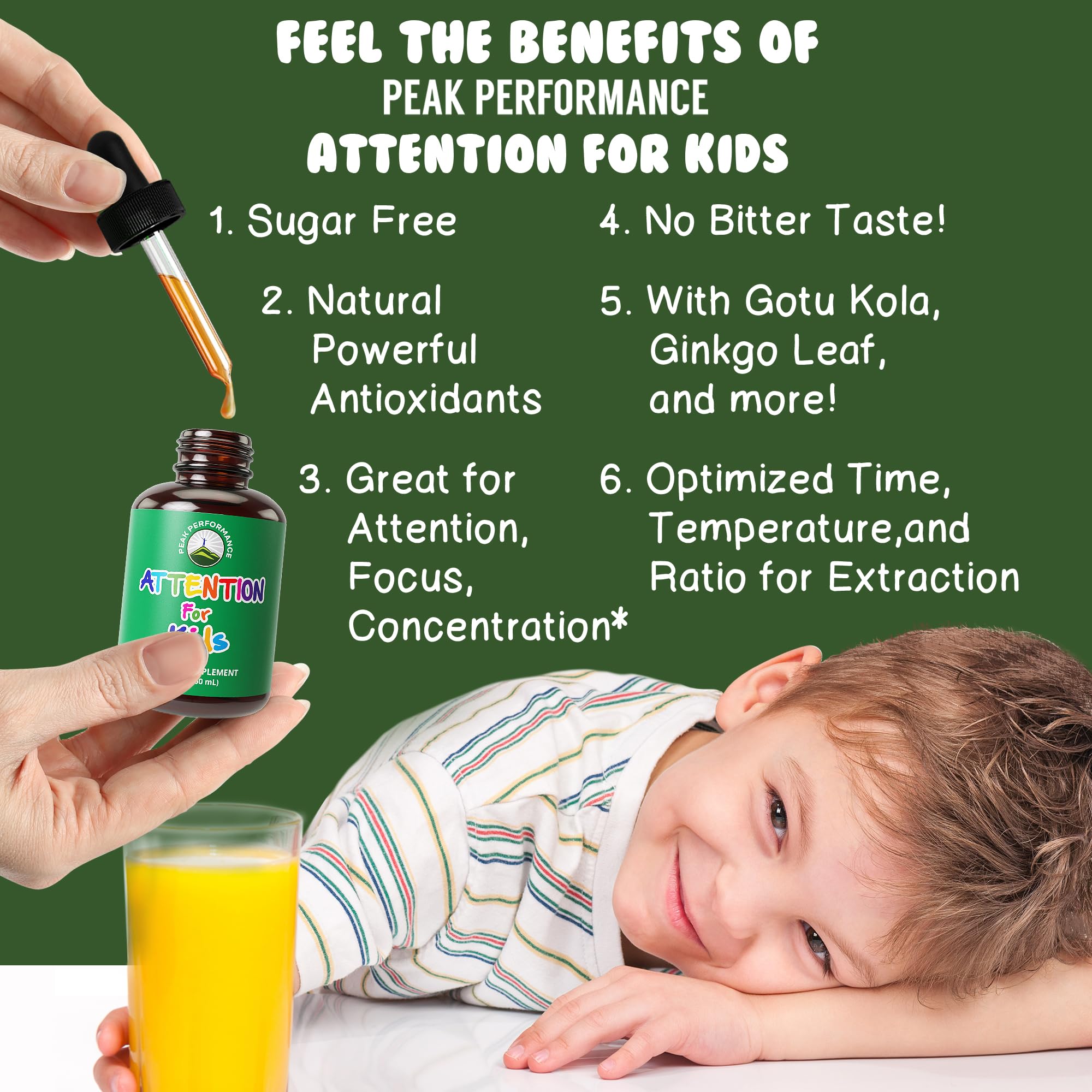 Kids Focus Drops. Attention Deficit Liquid Supplement for Concentration, Attention, Brain, Memory. No Bitter Taste. Natural Non-Habit Forming Sugar Free 7-in-1 Vegan Nootropic for Children, Teenagers Peak Performance Au supplements