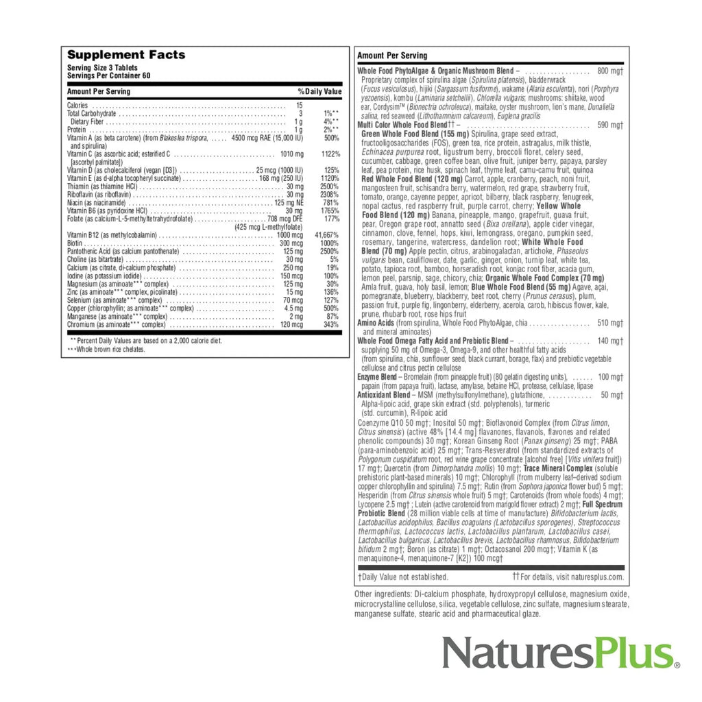 NaturesPlus Source of Life Gold Multivitamin - 180 Tablets - with Vitamins D3 & B12 - Blood, Bone & Immune Support NaturesPlus Au supplements