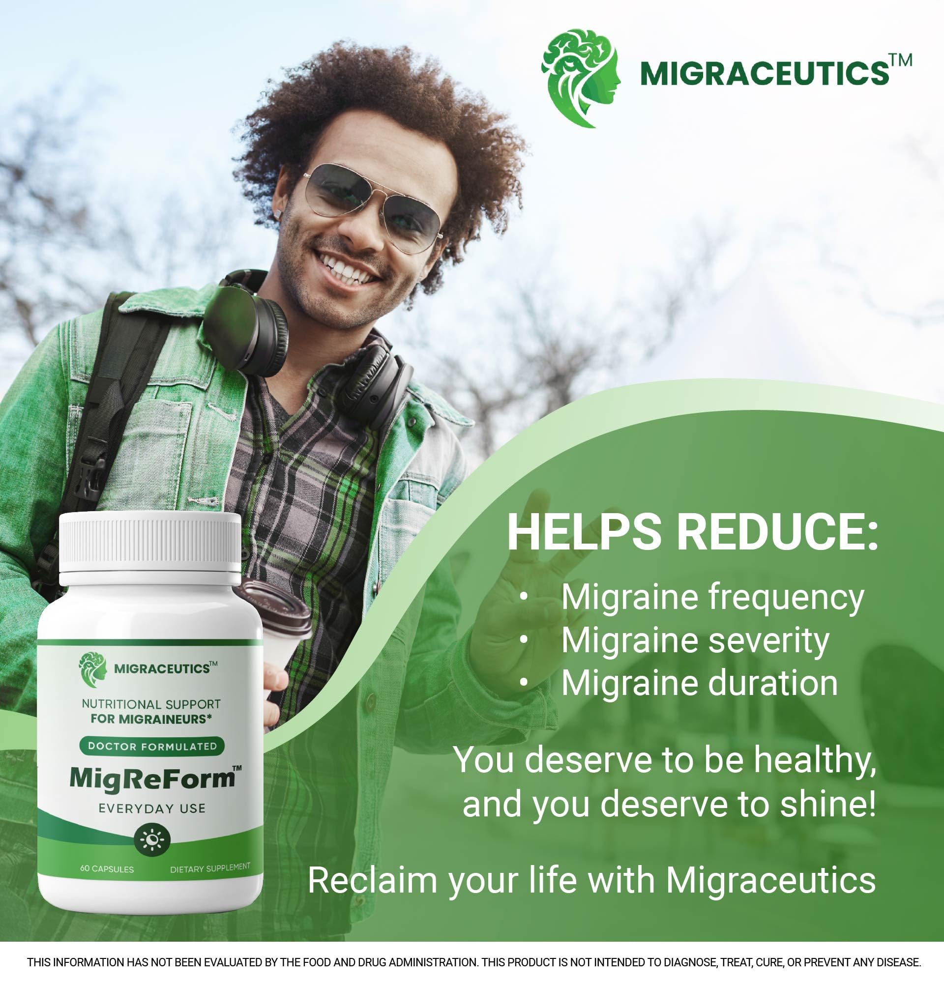 MigReForm – Doctor Formulated Nutritional Supplement and Migraine Wellness Support - Natural Migraine Health Formula with Magnesium, Vitamin B2 & CoQ10-60 Capsules for Women & Men Migraceutics Au supplements