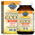 Garden of Life Vitamin D, Vitamin Code Raw D3, Vitamin D 2,000 IU, Raw Whole Food D3 Supplements with Chlorella, Fruit, Veggies & Probiotics