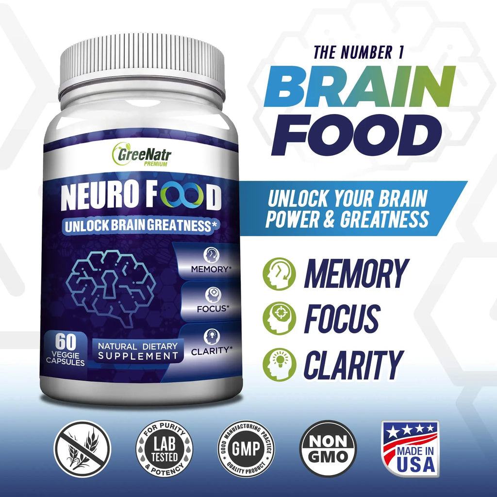 GreeNatr Brain Supplement with B12 Vitamin for Enhanced Memory, Energy, Focus, and Clarity GreeNatr Au supplements