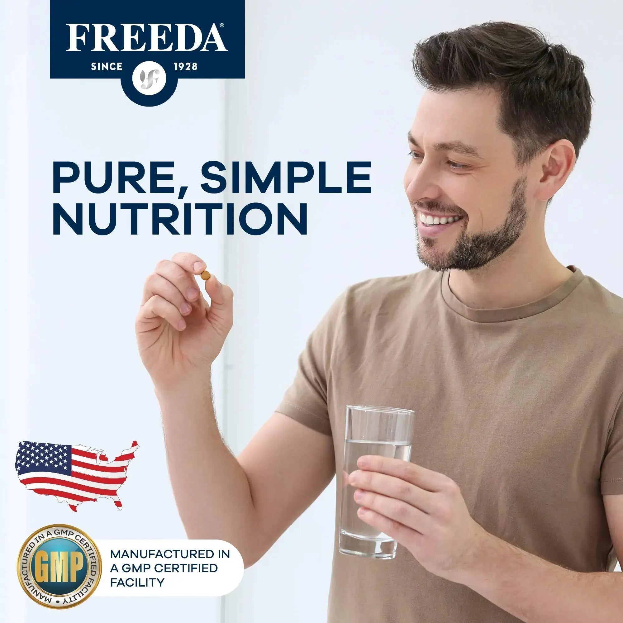 Freedavite Tiny Tablet - Moderate Multivitamin for Men and Women - Pure Vitamin A, C, D, E, B1, B2, B6, B12, Biotin, Calcium, Zinc, Iron, Magnesium FREEDA Au supplements
