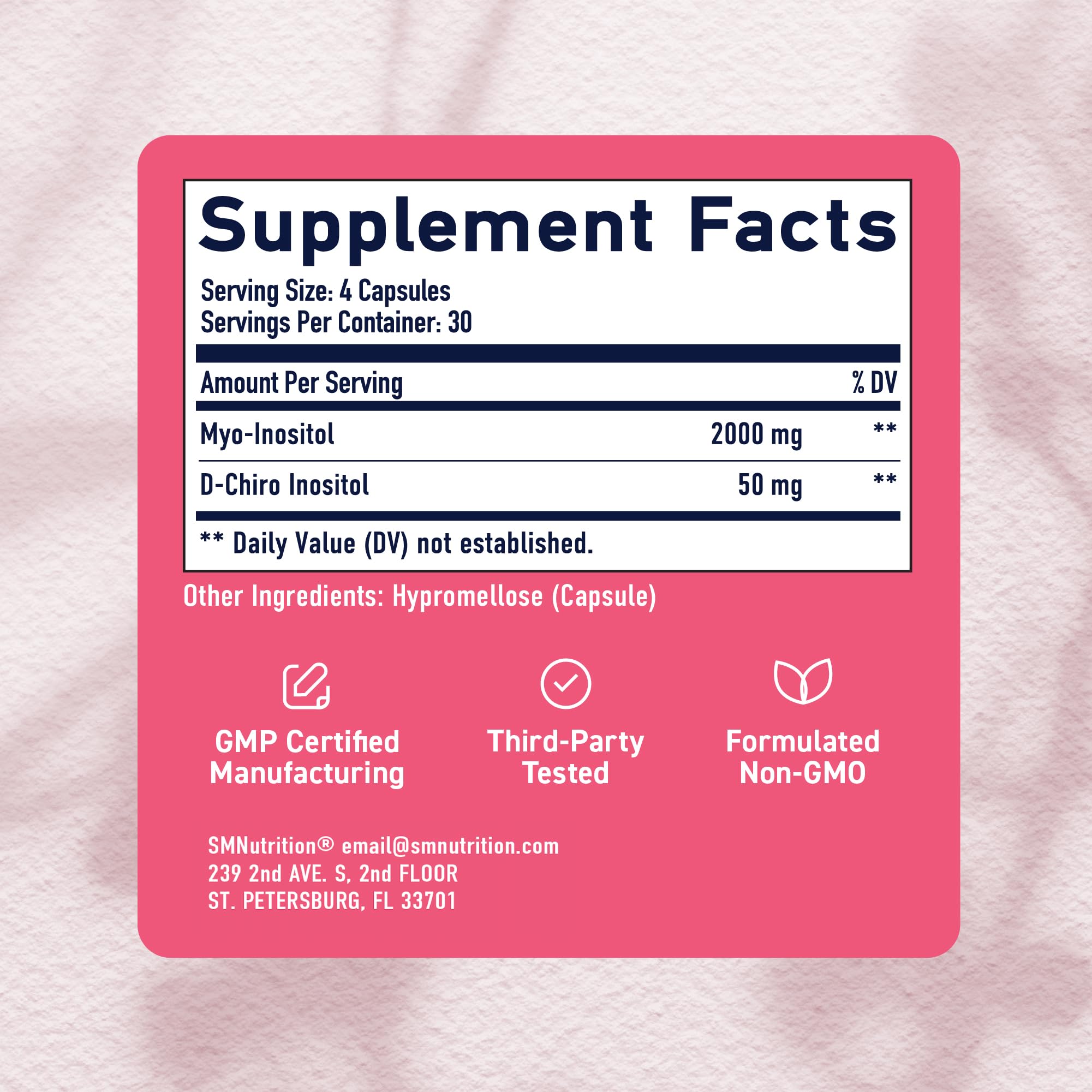 Myo-Inositol & D-Chiro Inositol for Hormone Balance for Women | Fertility, Ovarian Health & Cycle Support | Ideal 40:1 Ratio, Myoinositol 2000mg & D Chiro 50mg