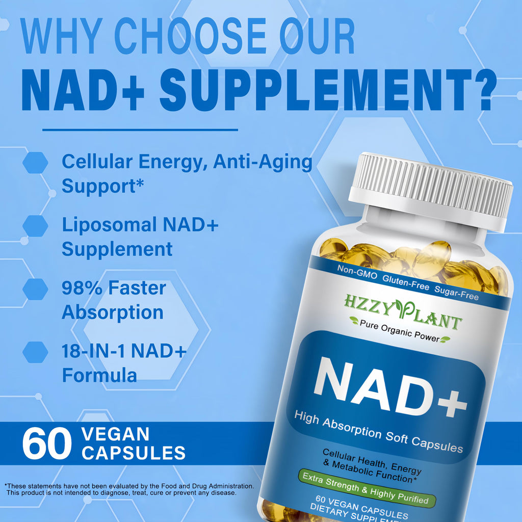 HZZYPLANT NAD+ Supplement, High Absorption NAD Supplements for Women for Cellular Energy Immune Focus Health, NAD Resveratrol Softgel Capsules, NAD Liquid Softgels Supplement, Non-GMO, 2 Month Supply HZZYPLANT Au supplements
