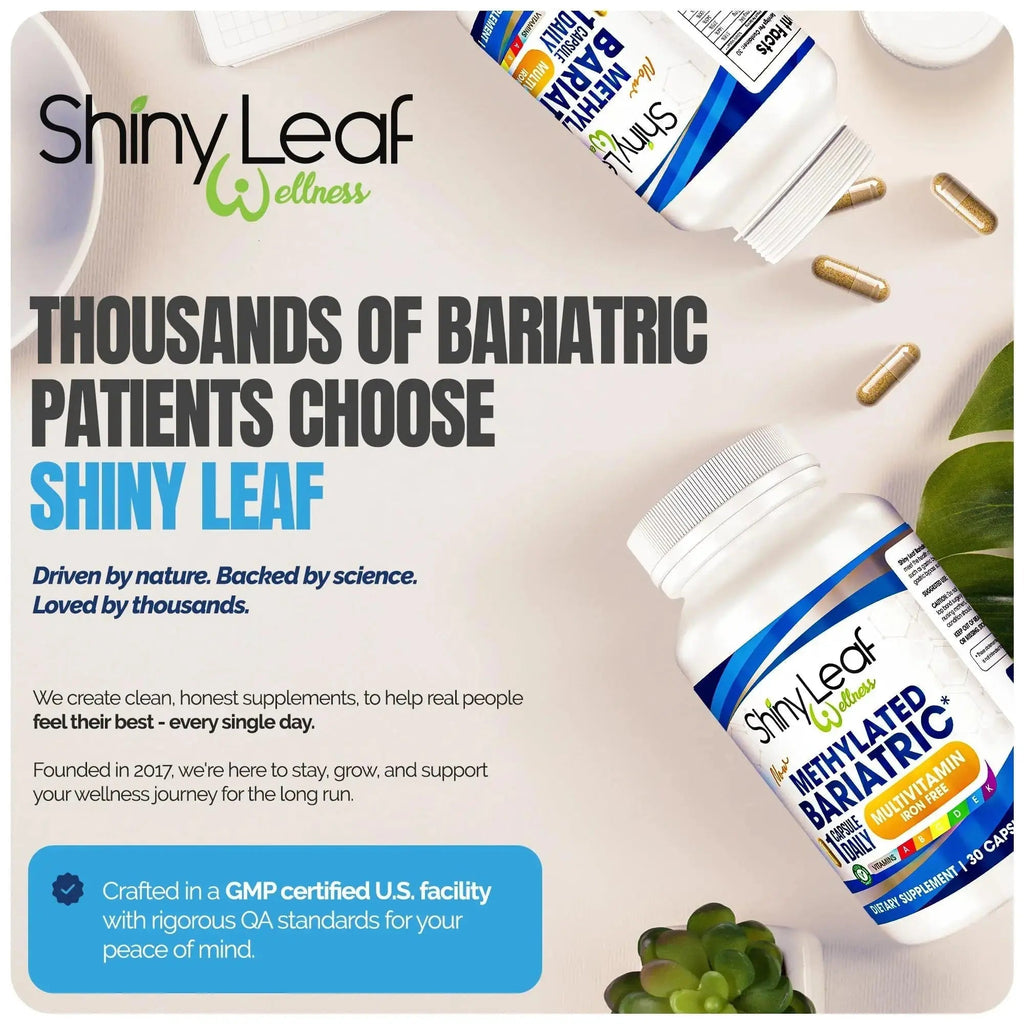 Shiny Leaf Methylated Bariatric Multivitamin Without Iron – Vitamins for Gastric Bypass & Sleeve, 1 Daily Capsule W Methylated Folate Shiny Leaf Au supplements