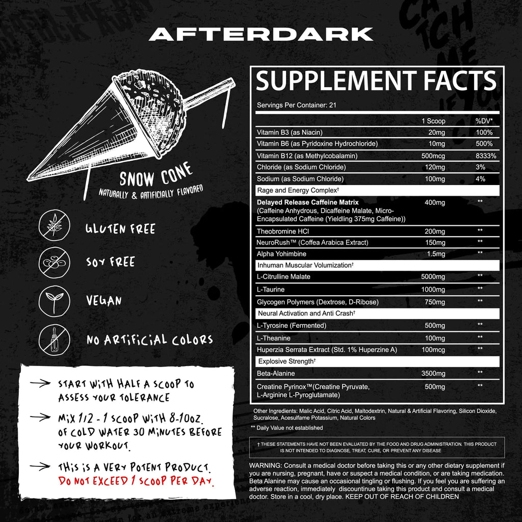 AFTERDARK INHUMAN Pre-Workout Powder, Enhanced Mind-Muscle Connection AFTERDARK Au supplements