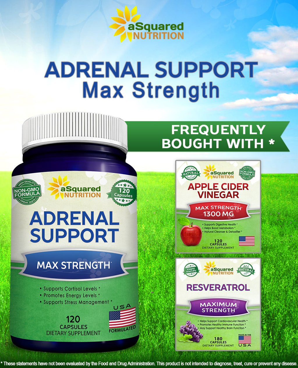 aSquared Nutrition Adrenal Support & Cortisol Manager Supplement (120 Capsules)-Adrenal Health w/Vitamin C Complex Pills to Support Fatigue & Stress Relief-Ashwagandha, L-Tyrosine, Rhodiola & Ginseng aSquared Nutrition Au supplements