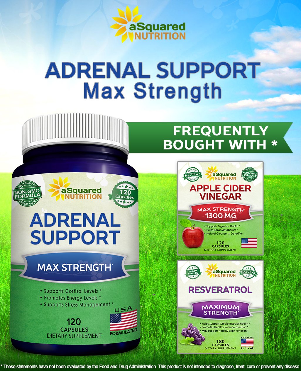 aSquared Nutrition Adrenal Support & Cortisol Manager Supplement (120 Capsules)-Adrenal Health w/Vitamin C Complex Pills to Support Fatigue & Stress Relief-Ashwagandha, L-Tyrosine, Rhodiola & Ginseng aSquared Nutrition Au supplements