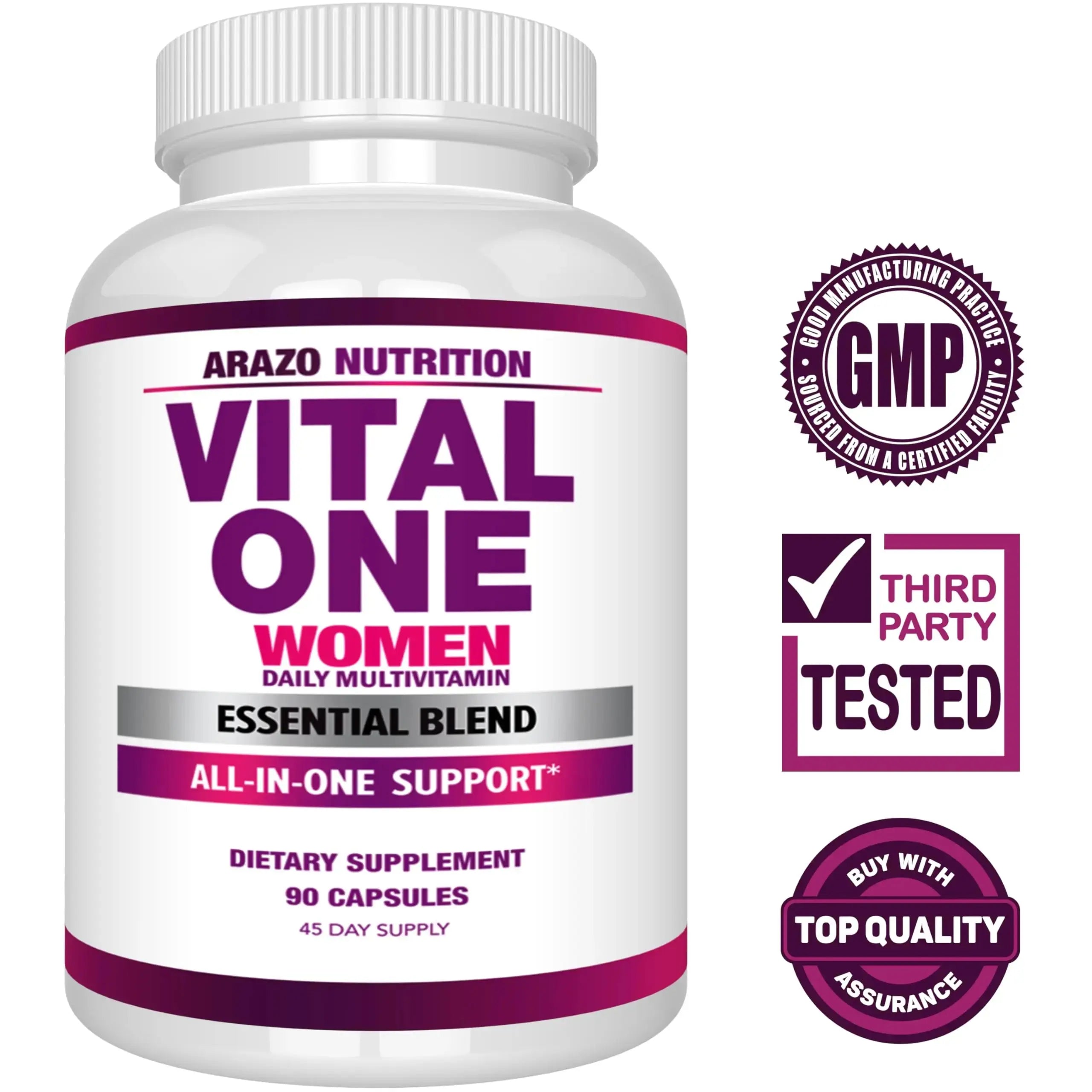 Arazo Nutrition Vital One Multivitamin for Women - Daily Wholefood Supplement - 90 Vegan Capsules Arazo Nutrition Au supplements
