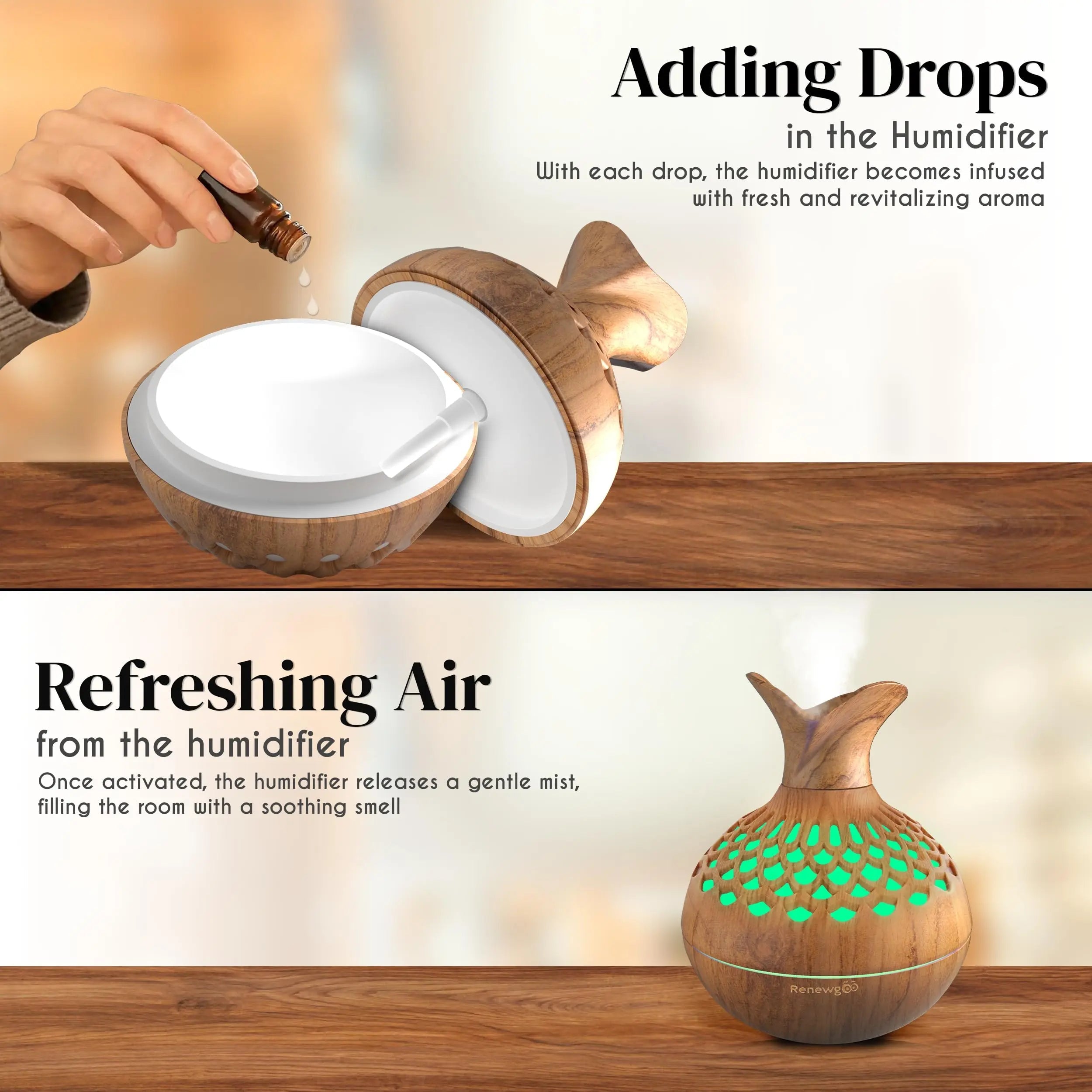 Aroma Diffuser for Essential Oils, Ultrasonic Aromatherapy Flower Oil Diffuser, Modern Cool Mist Renewgoo Au supplements