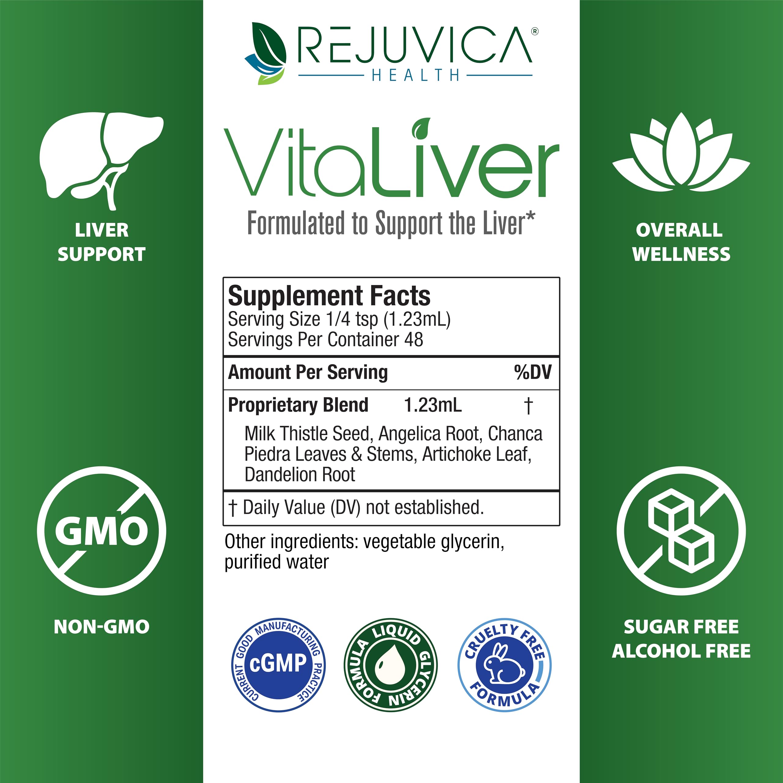 Rejuvica Health VitaLiver | Liver Cleanse & Detox Drops | Milk Thistle, Artichoke, Chanca Piedra & Dandelion Extract | Fatty Liver Support Repair
