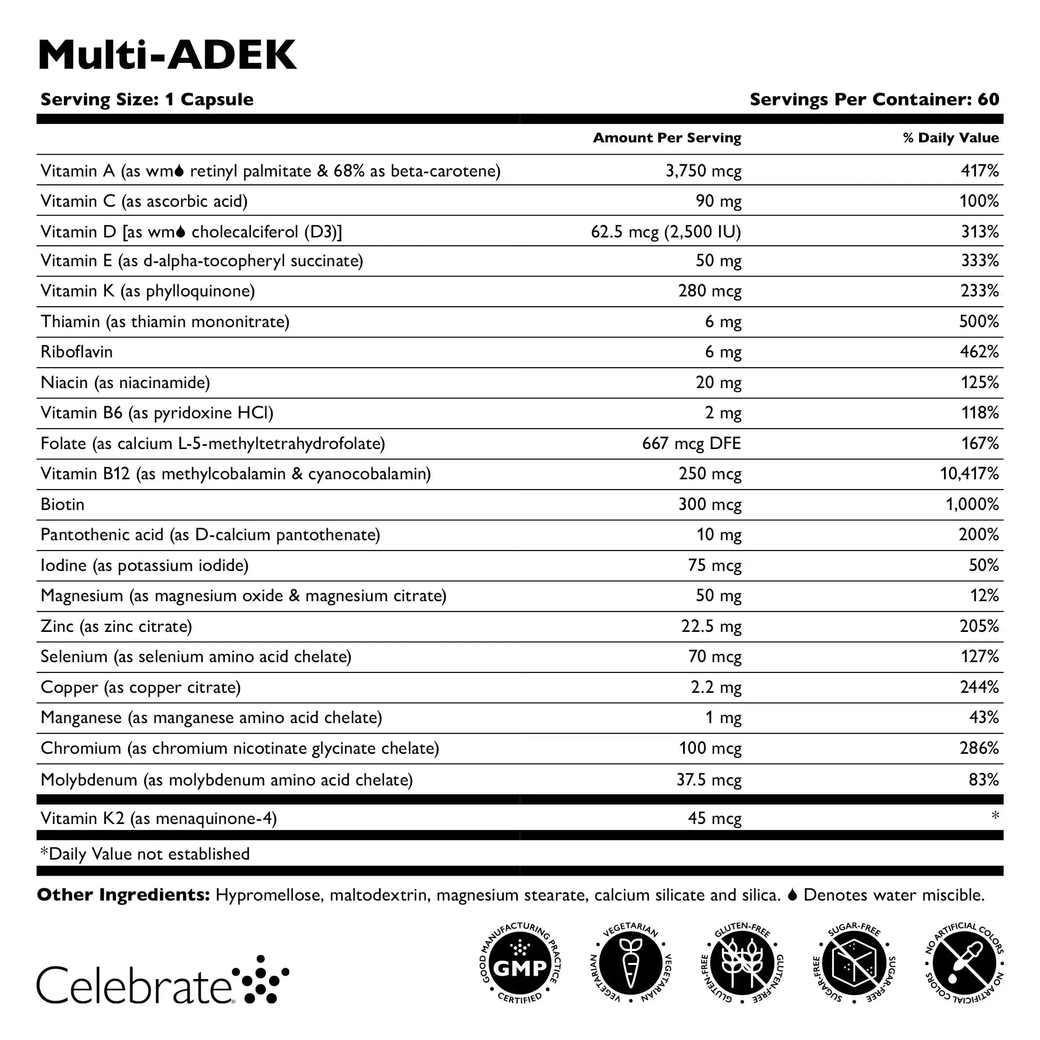 Celebrate Vitamins Multi ADEK, Iron Free – Daily Bariatric Multivitamin, High Level of Vitamins A, D, E, K & B12 Celebrate Bariatric Supplements Au supplements