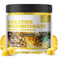 GlucoBio Creatine Monohydrate Gummies (5g) – Pre-Workout Energy & Muscle Growth Support for Men & Women | Pineapple Electrolyte Gummies (135 Count)