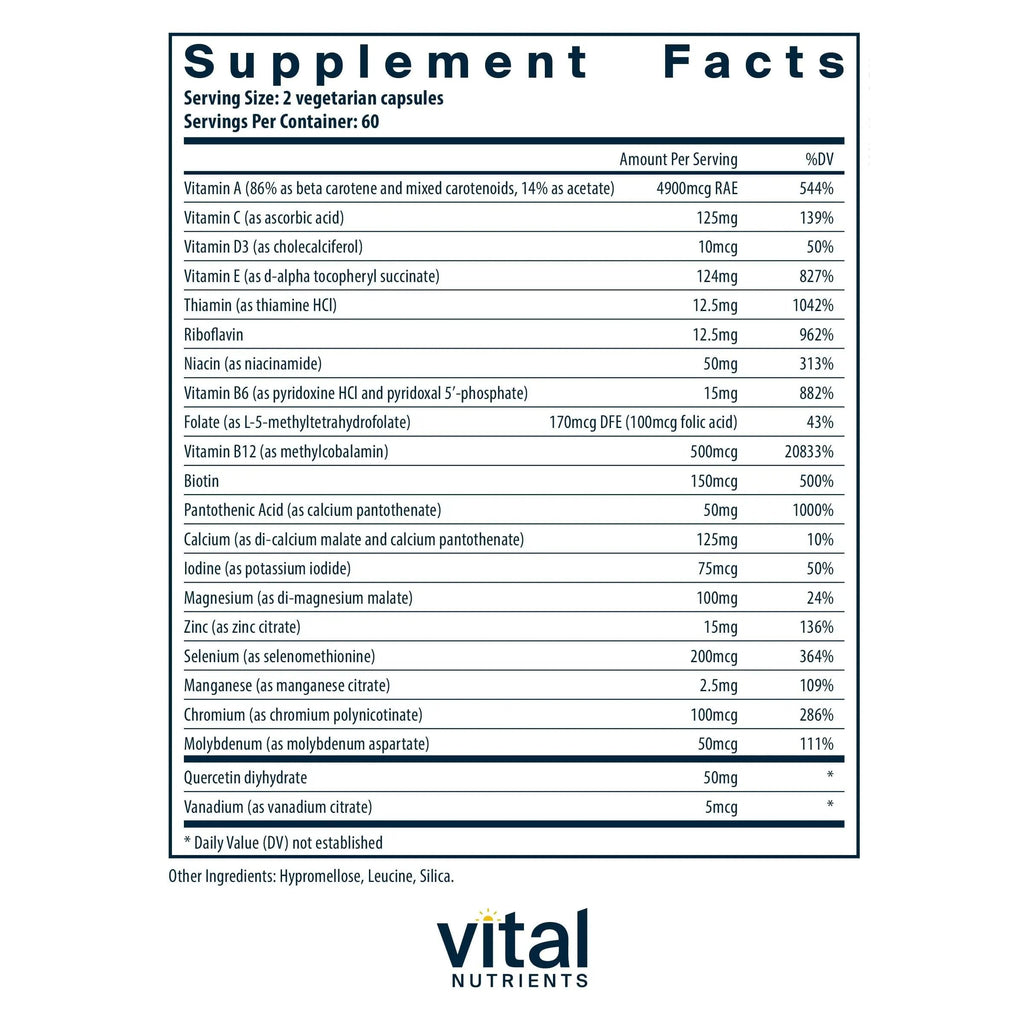 Vital Nutrients Multi-Nutrients 5 Ultra Antioxidant Formula | Boron, Copper, and Iron Free | Vegetarian Daily Multivitamin and Mineral Vital Nutrients Au supplements