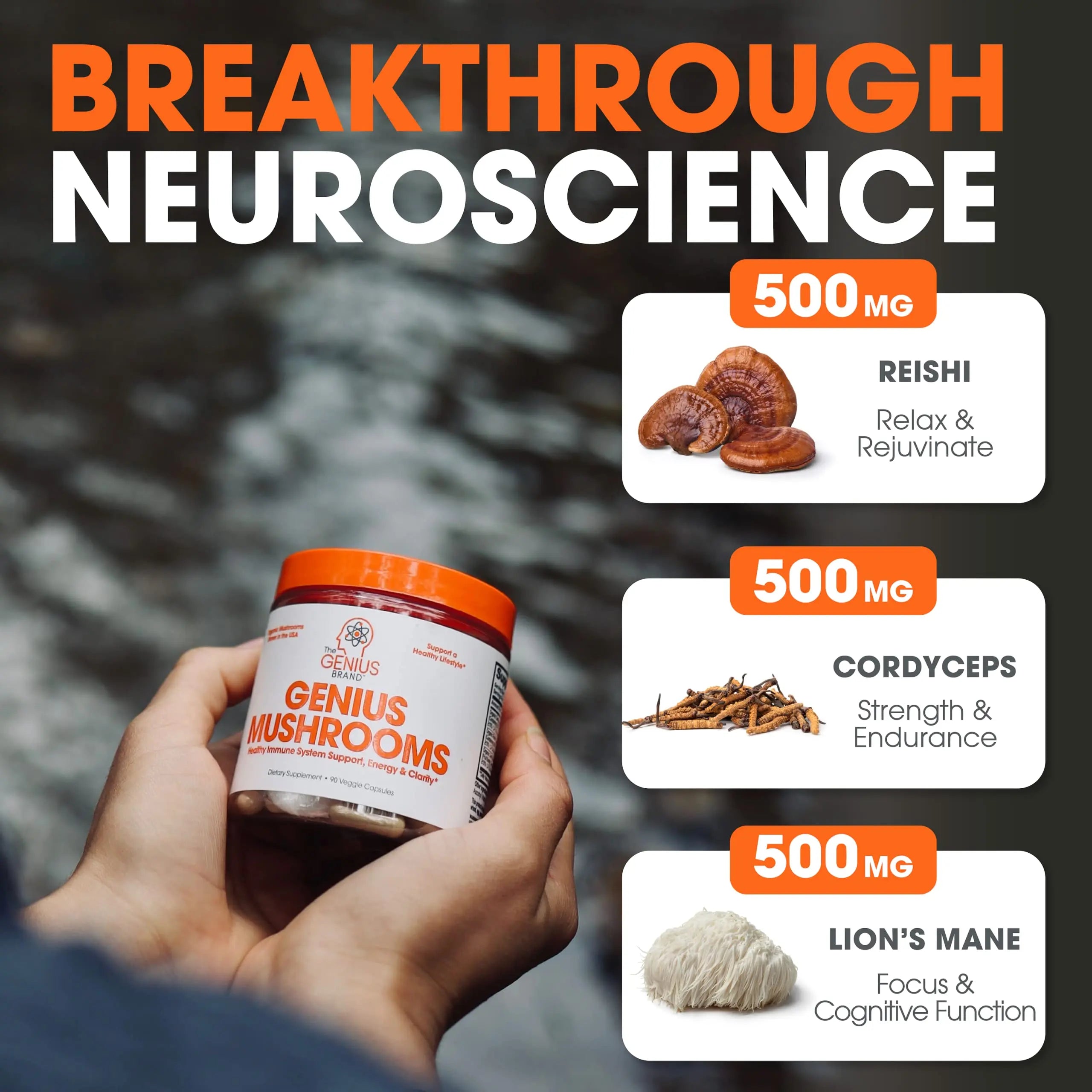 The Genius Brand - Lions Mane, Cordyceps and Reishi- Genius Mushroom The Genius Brand Au supplements
