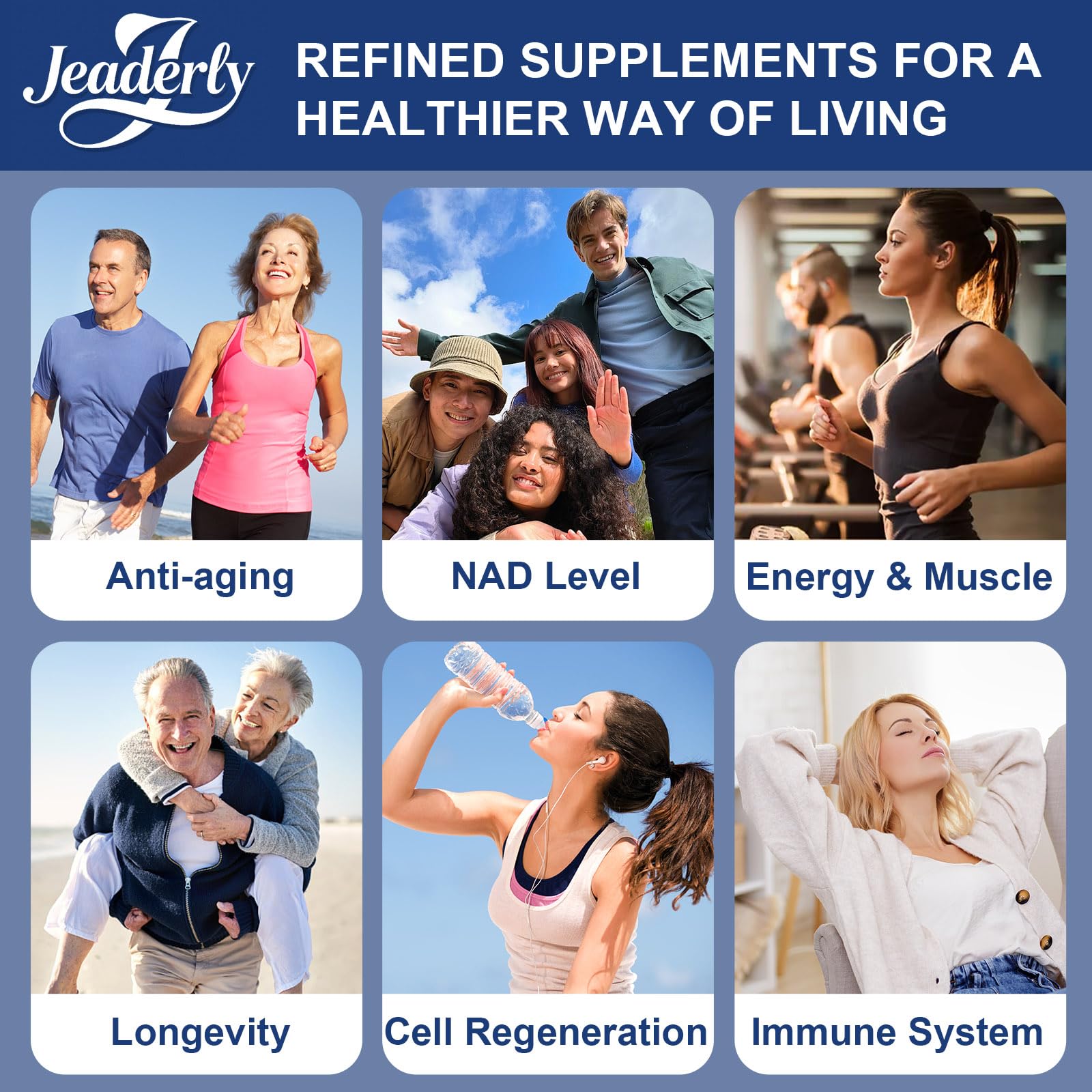 Jeaderly 1100mg NMN & Trans-Resveratrol, 3-in-1 Supplement, 60 Veggie Capsules – Supports NAD+ Boost*, Cellular Energy, Immune Function, Muscle Health & Anti-Aging, 30-Day Supply Jeaderly Au supplements