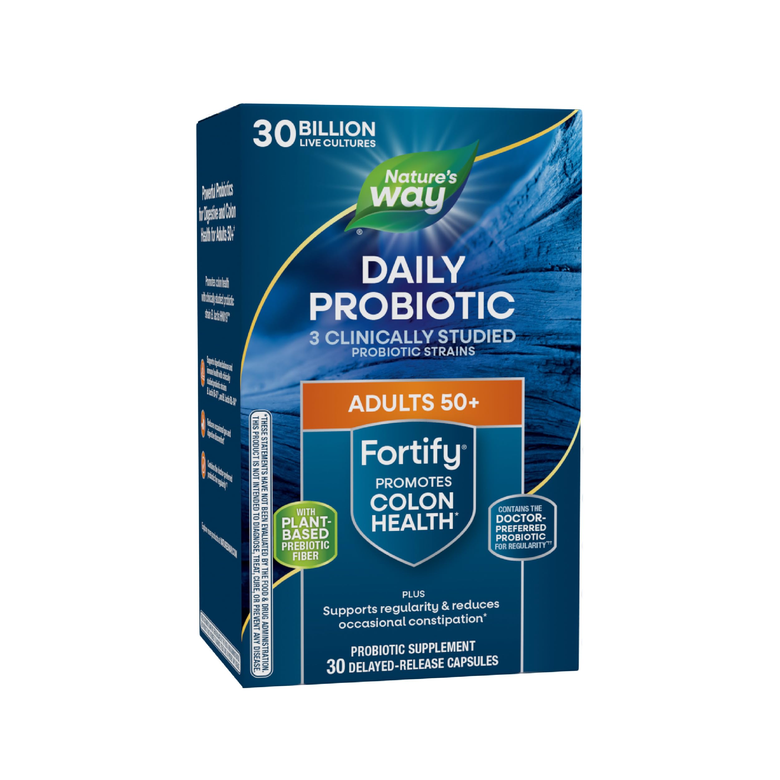 Nature's Way Fortify 50+ Daily Probiotic for Men & Women, 30 Billion Live Cultures, Colon, Digestive, and Immune Health Support* Supplement, 30 Capsules Nature's Way Au supplements