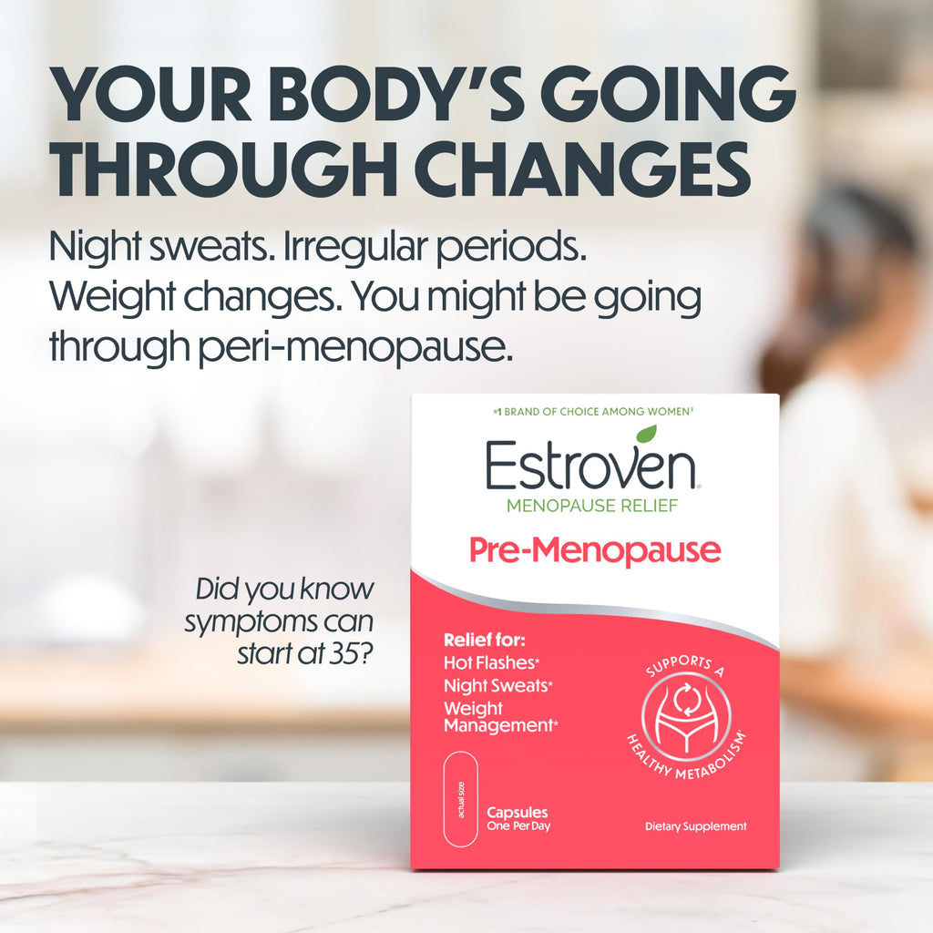 Estroven Pre-Menopause Relief, 30 Ct., Clinically Proven Ingredients, Provides Menopause Relief plus Night Sweats & Hot Flash Relief, Drug-Free or Estrogen Free Estroven Au supplements