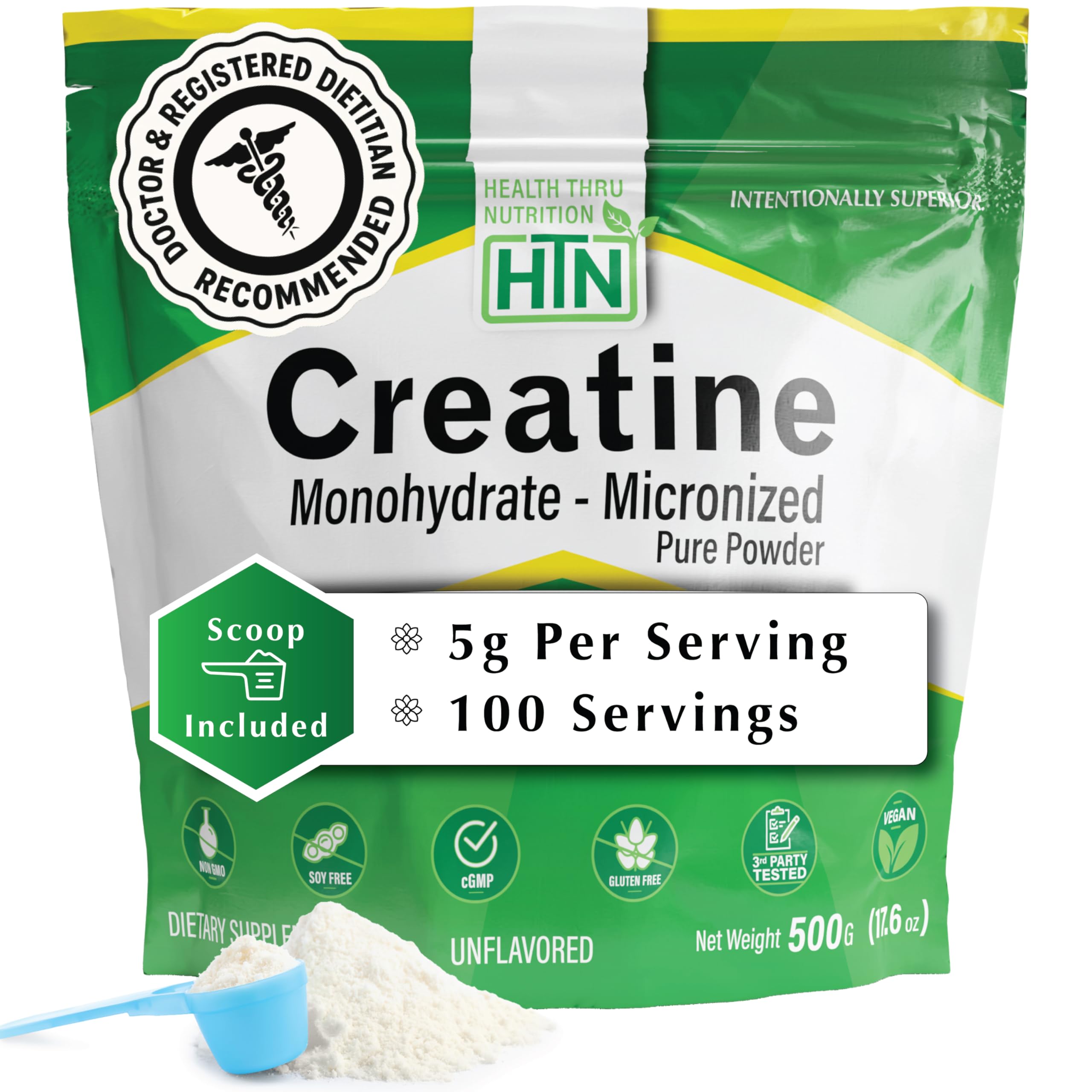 Health Thru Nutrition Creatine Monohydrate Micronized Powder – 500g Pure Unflavored – 5g Per Scoop – Workout Support, Muscle Fuel and Recovery Bulk Supplement | Non-GMO, Vegan Health Thru Nutrition Au supplements