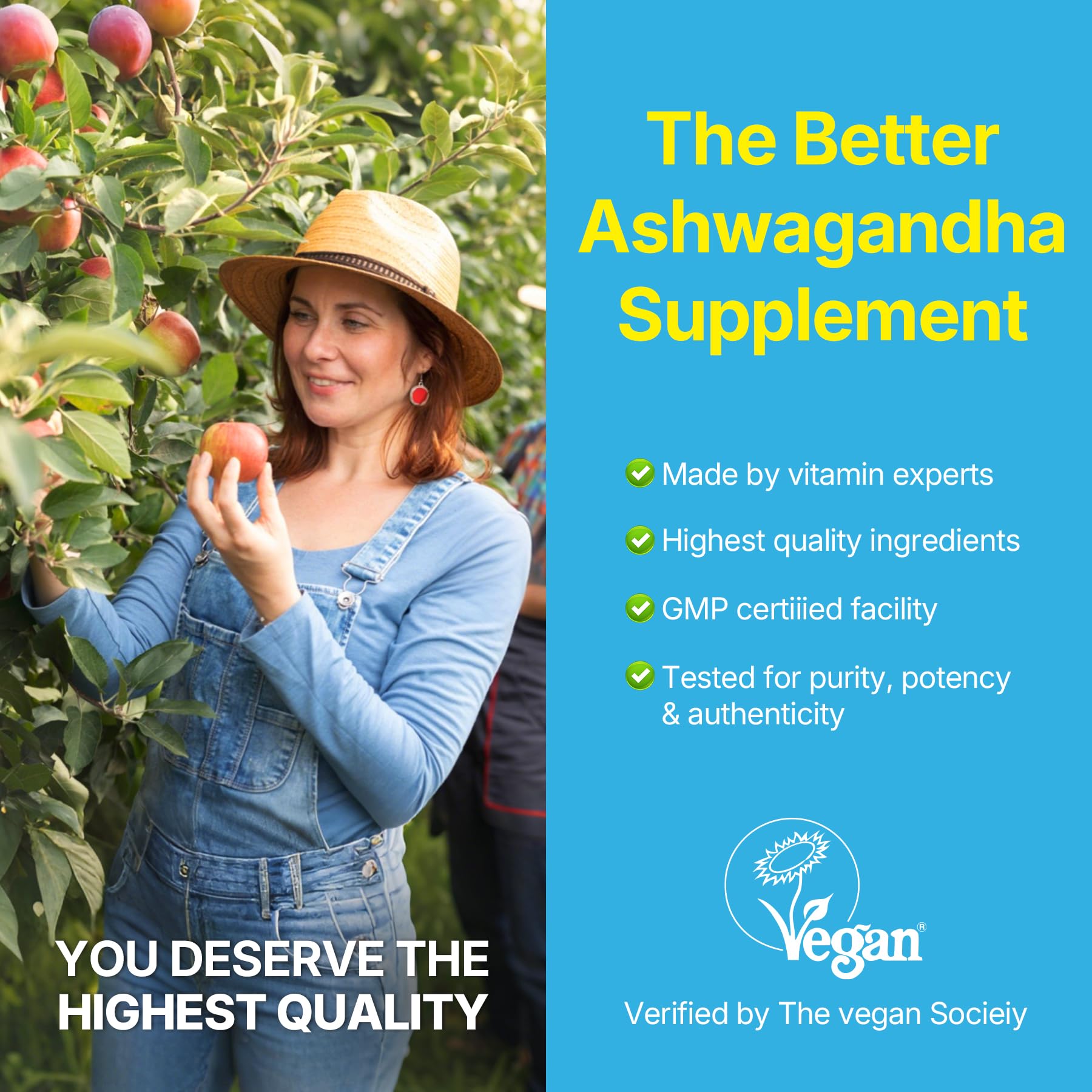 Ashwagandha Gummies 2000mg for Women Men - Sugar Free, Vegan - Organic Ashwagandha Root Extract Supplements Gummy & Vitamin D3