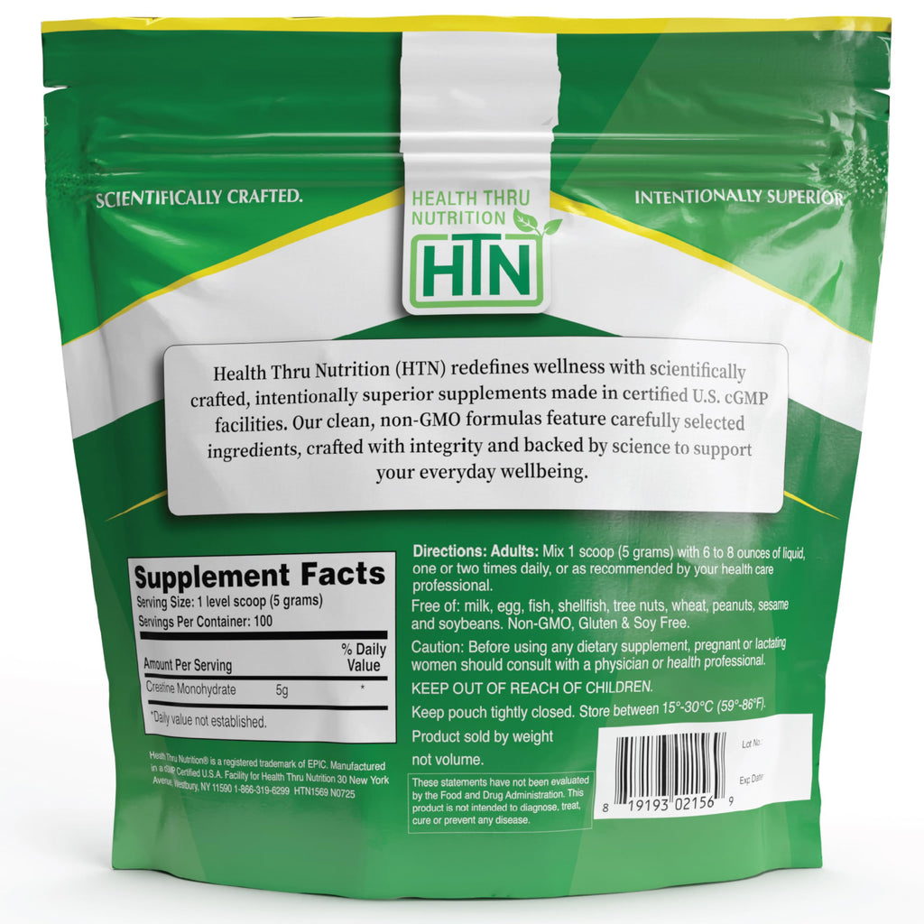 Health Thru Nutrition Creatine Monohydrate Micronized Powder – 500g Pure Unflavored – 5g Per Scoop – Workout Support, Muscle Fuel and Recovery Bulk Supplement | Non-GMO, Vegan Health Thru Nutrition Au supplements