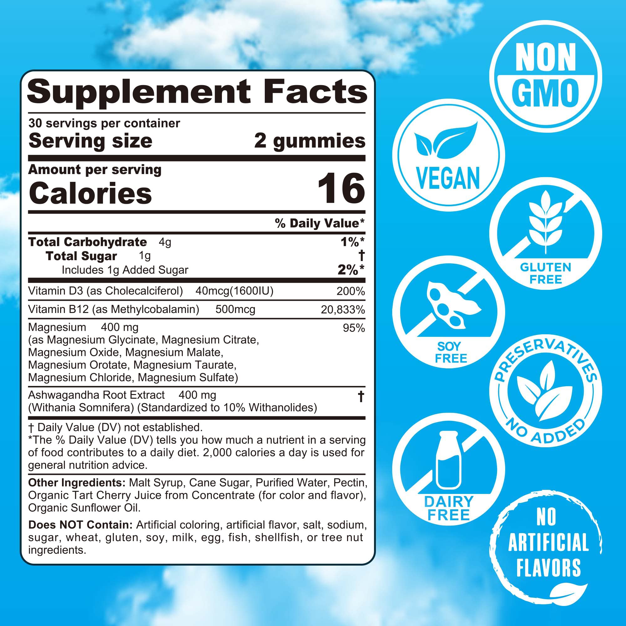 Magnesium Complex Gummies 400mg | as 8 Forms of Magnesium Glycinate, Malate, Citrate, Taurate, Oxide & More | w/Ashwagandha Extract, D3 & B12 Supports for Calm, Zzz