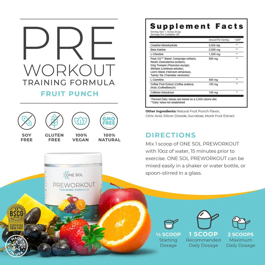 One Sol Pre-Workout for Women, Enhanced Pump & Focus, No Jitters Or Crash, Natural One Sol Au supplements