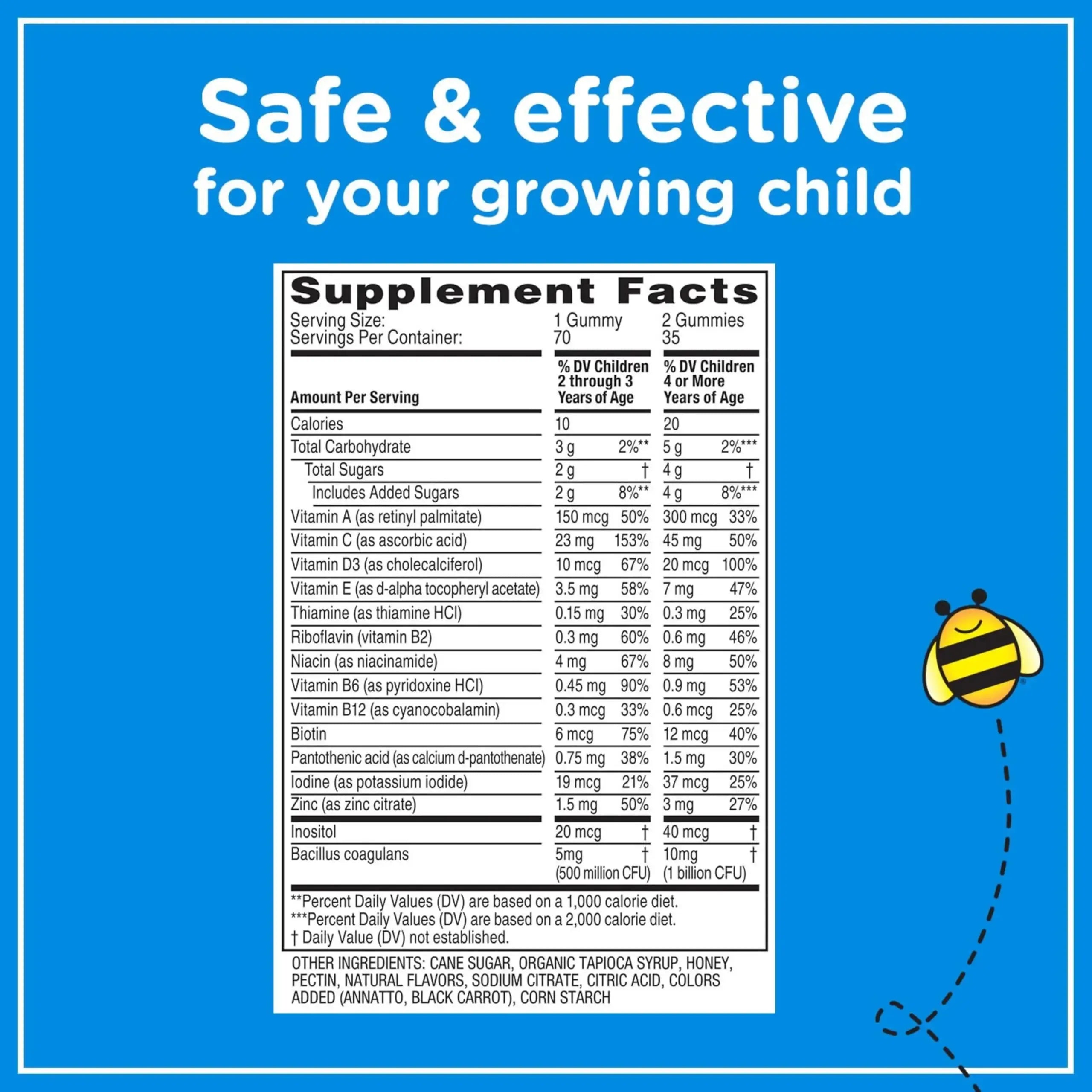 Zarbee's Kid's Complete Multivitamin + Probiotic Gummies with Vitamins A B C D E & zinc for Digestive Health Easy To Chew Kids Daily Multivitamin Gummies Natural Fruit 70 Count Zarbee's Au supplements