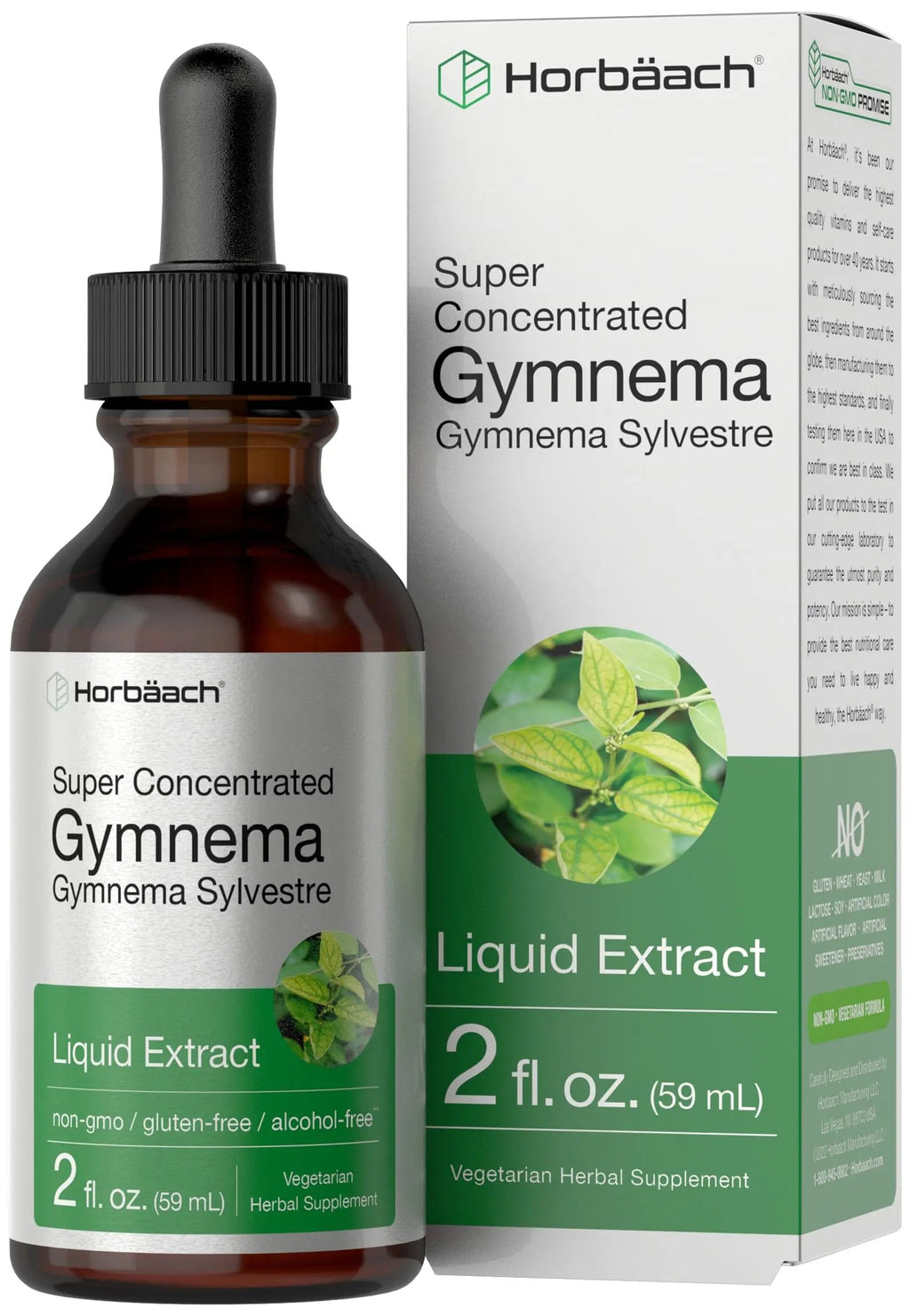 Gymnema Sylvestre Liquid | 2 fl oz | Alcohol Free Supplement | Super Concentrated Horbäach Au supplements