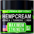 Hemp Cream Maximum Strength with Glucosamine, Arnica, Turmeric, MSM - Natural Hemp Oil Gel Rub - Fast Absorption, Non-Greasy - Advanced Formula - Formulated in USA - 4 FL OZ Arvesa Au supplements