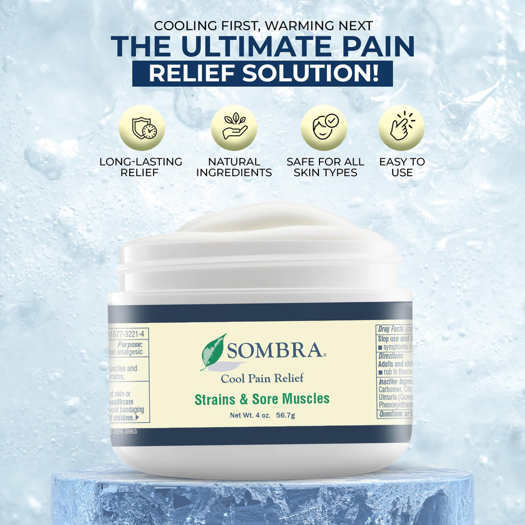 Sombra Original Cool Therapy Gel Cold Pain Relief for Swelling, Growing Pains, Soreness, Post-Workout, Vegan Formula Free of Artificial Fragrances, Dyes, NSAID, Wax, Petroleum, Alcohol - 4oz Jar Sombra Au supplements