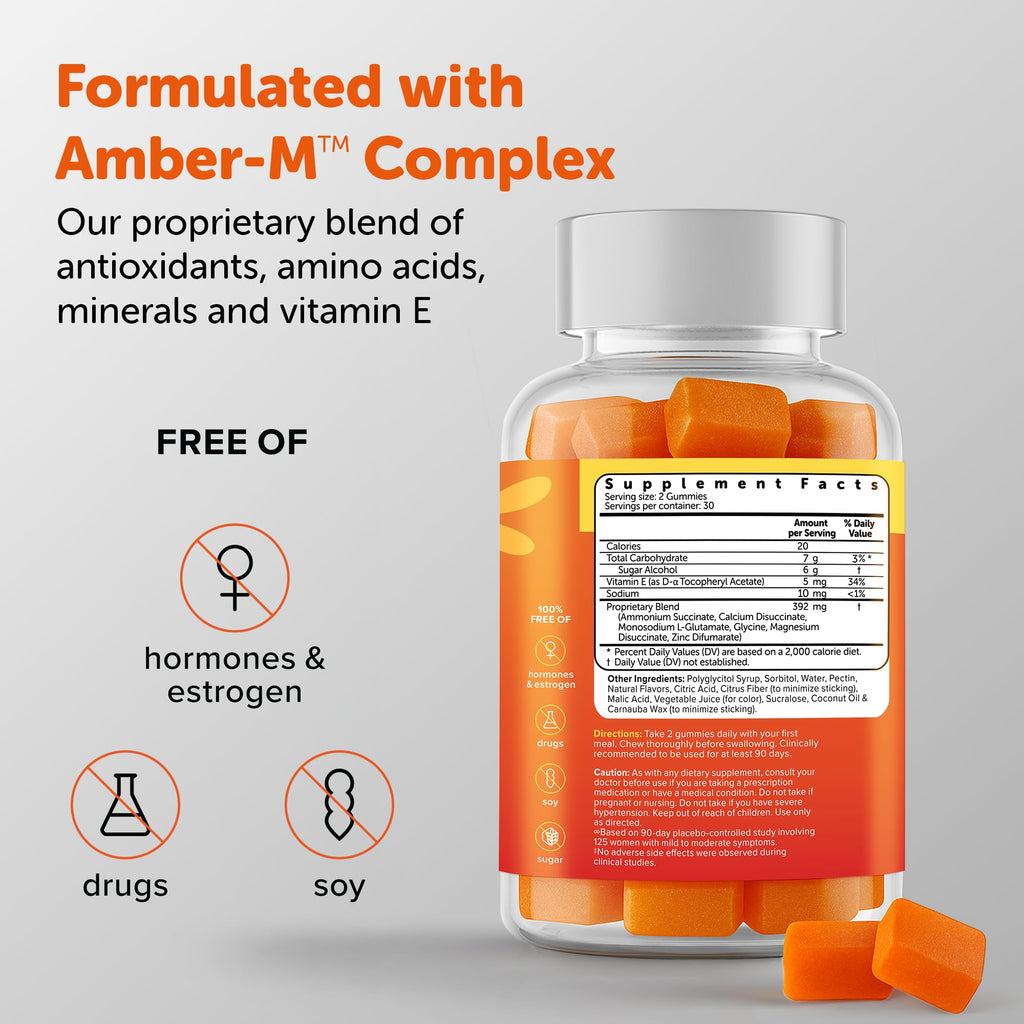 Amberen Menopause Supplement for Women, 60 Gummies, Clinically Proven, Helps Support Hormone Balance, Helps Relieve 12 Menopause Symptoms: Hot Flashes, Night Sweats, Mood Swings and More Amberen Au supplements