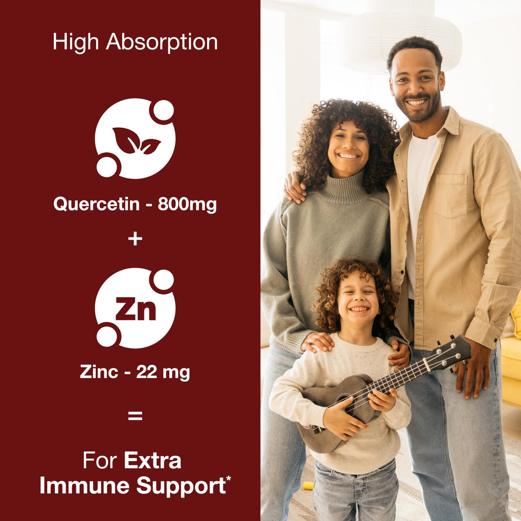 Sandhu's Zinc Quercetin 120 Vegetarian Capsules (Pack of 1) | High Absorption Zink Supplements for Immunity and Seasonal Allergy | Antioxidant Immune Support