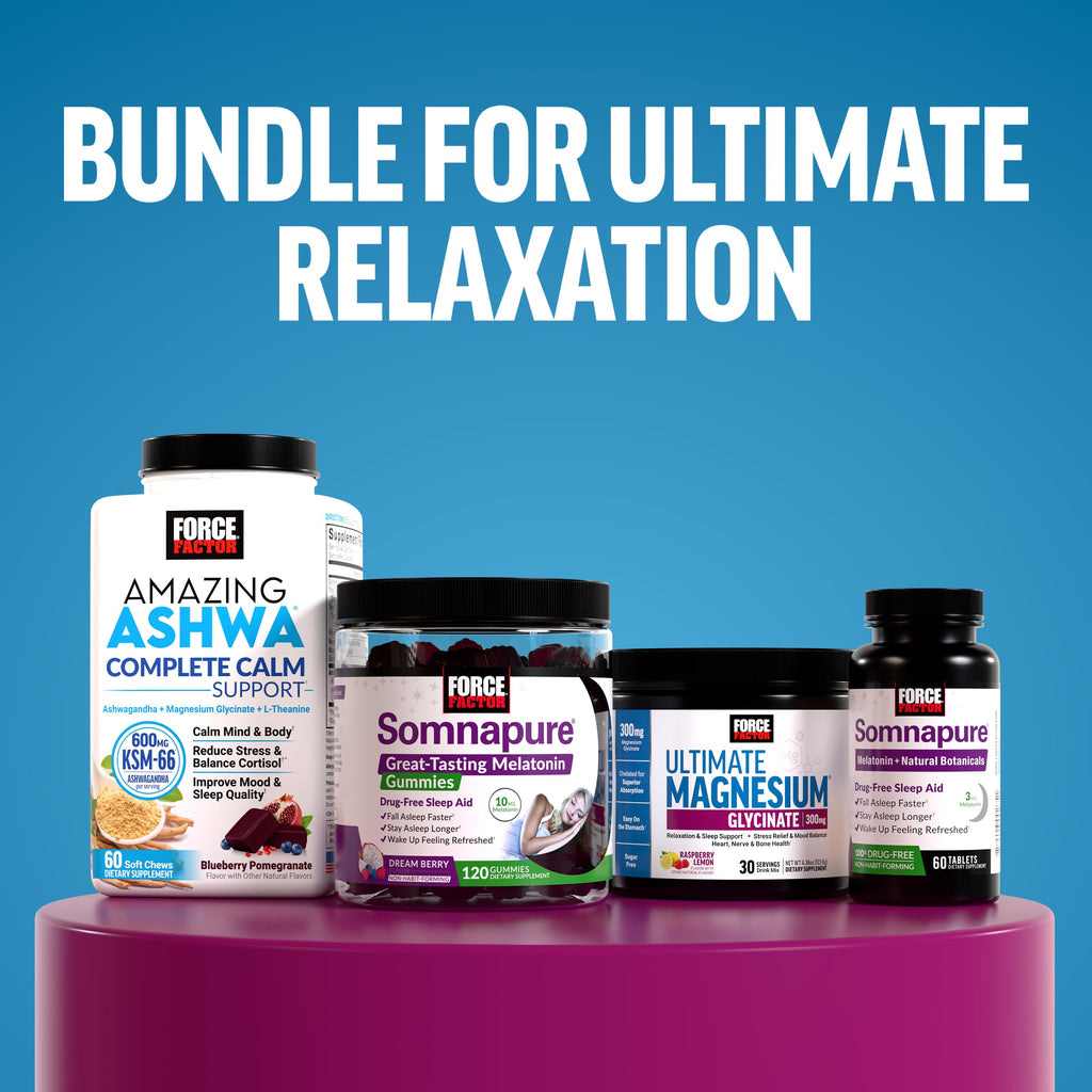 Force Factor Ultimate Magnesium Supplement, 330mg Magnesium Glycinate & Magnesium Citrate, Like Magnesium Gummies, Support Calm, Relaxation,