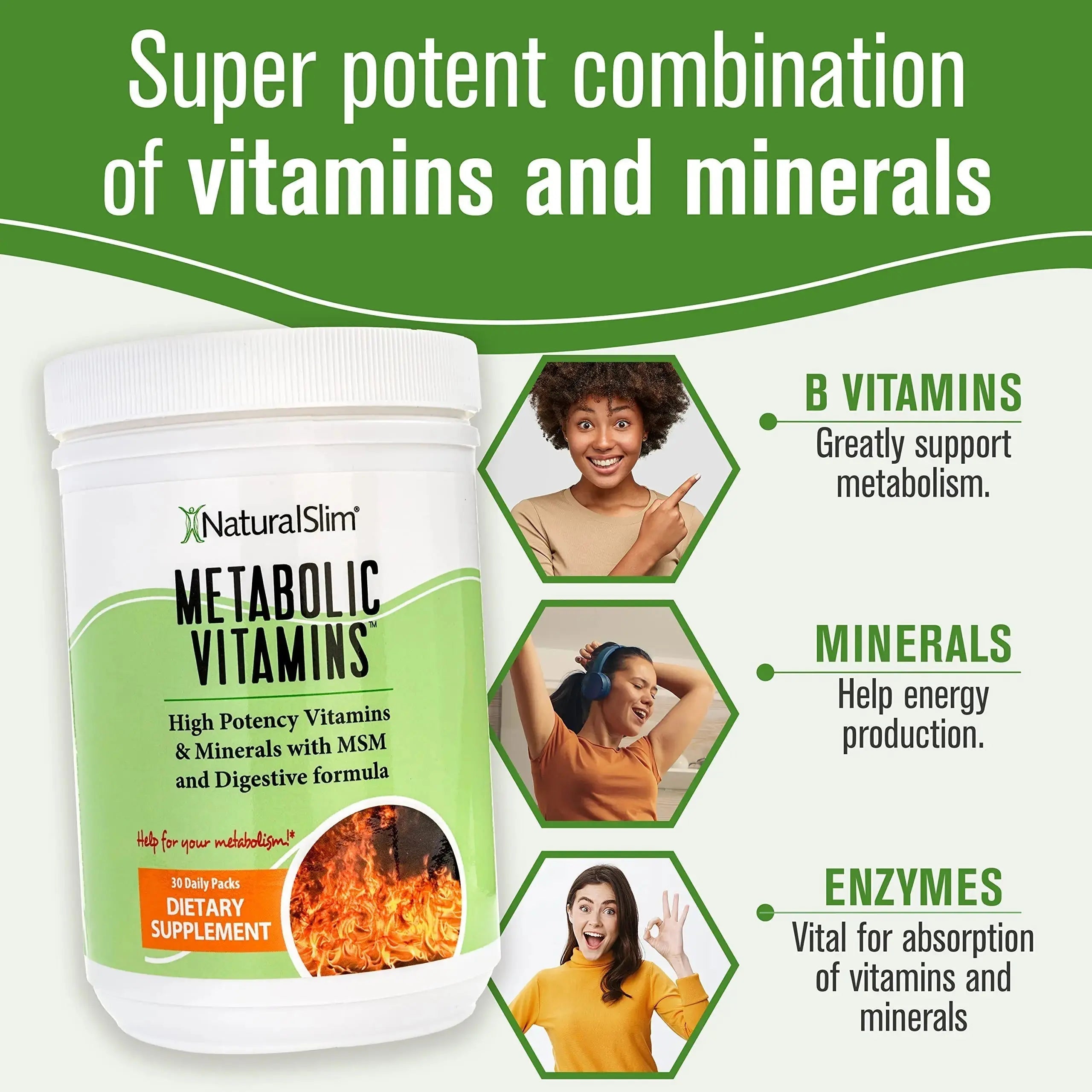 NaturalSlim Metabolic Vitamins - Combination of High Potency Multivitamins, Minerals, B Complex, Msm, & Digestive Formula Supplements NaturalSlim Au supplements