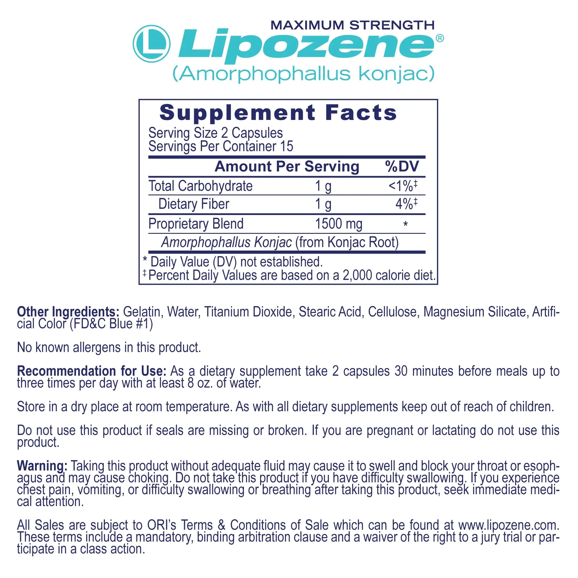 Lipozene Diet Pills - Weight Loss Supplement - Appetite Control - Two Bottles of 30 Capsules Lipozene Au supplements