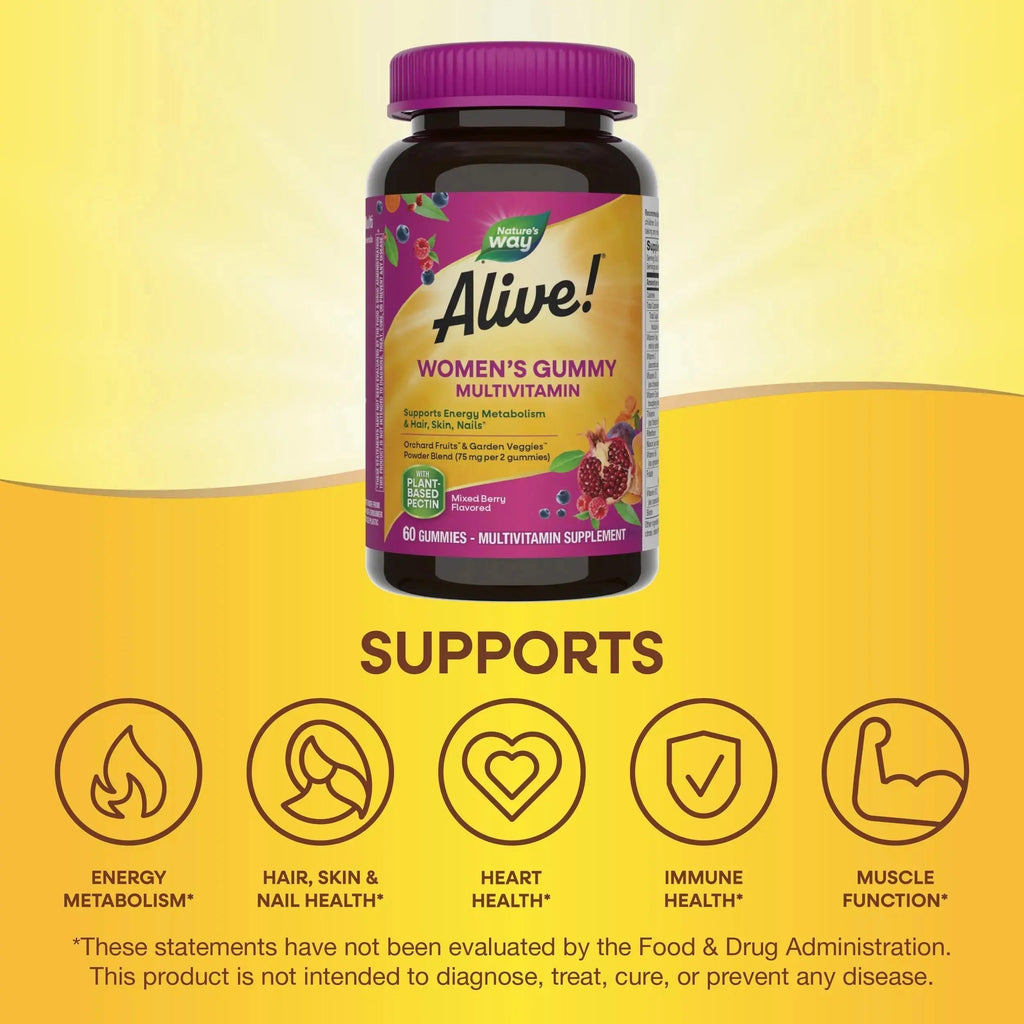 Nature's Way Alive! Women’s Gummy Multivitamin, 16 Vitamins & Minerals, Energy Metabolism*, Hair Skin & Nails Nature's Way Au supplements