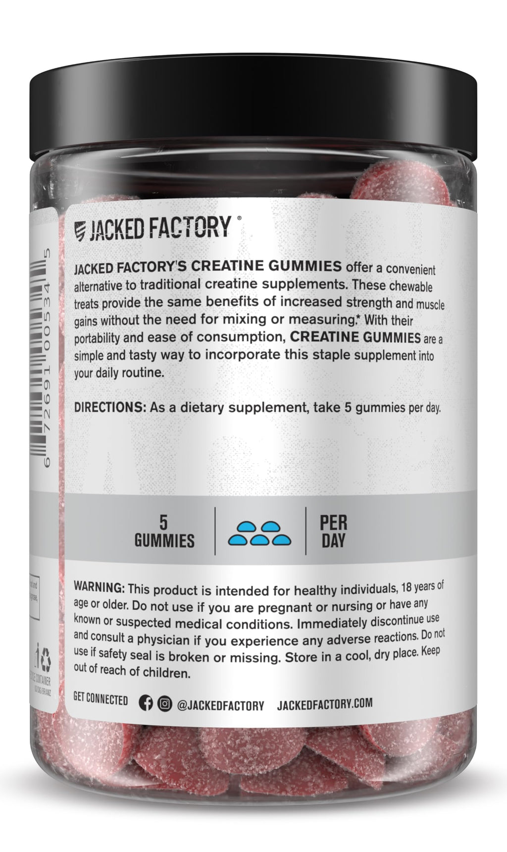 Jacked Factory Creatine Gummies 5g Daily Dose (1g per Gummy) - Creatine Gummy for Men and Women, Vegan-Friendly, Travel-Friendly, Third-Party Tested - 150 Gummies, Blue Raspberry Jacked Factory Au supplements