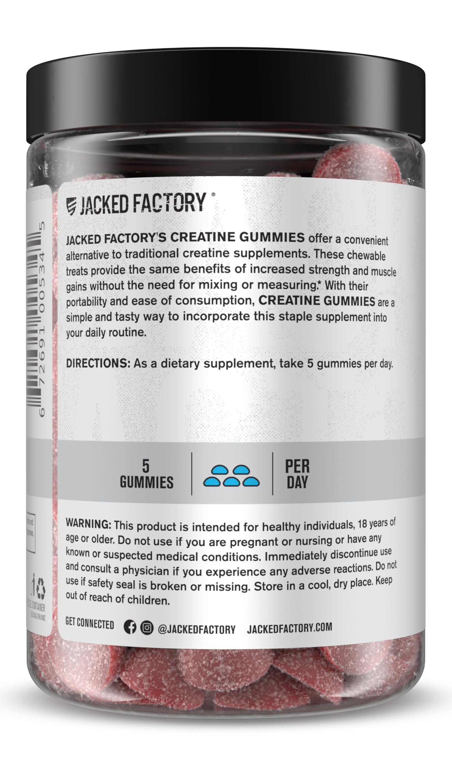 Jacked Factory Creatine Gummies 5g Daily Dose (1g per Gummy) - Creatine Gummy for Men and Women, Vegan-Friendly, Travel-Friendly, Third-Party Tested - 150 Gummies, Blue Raspberry Jacked Factory Au supplements