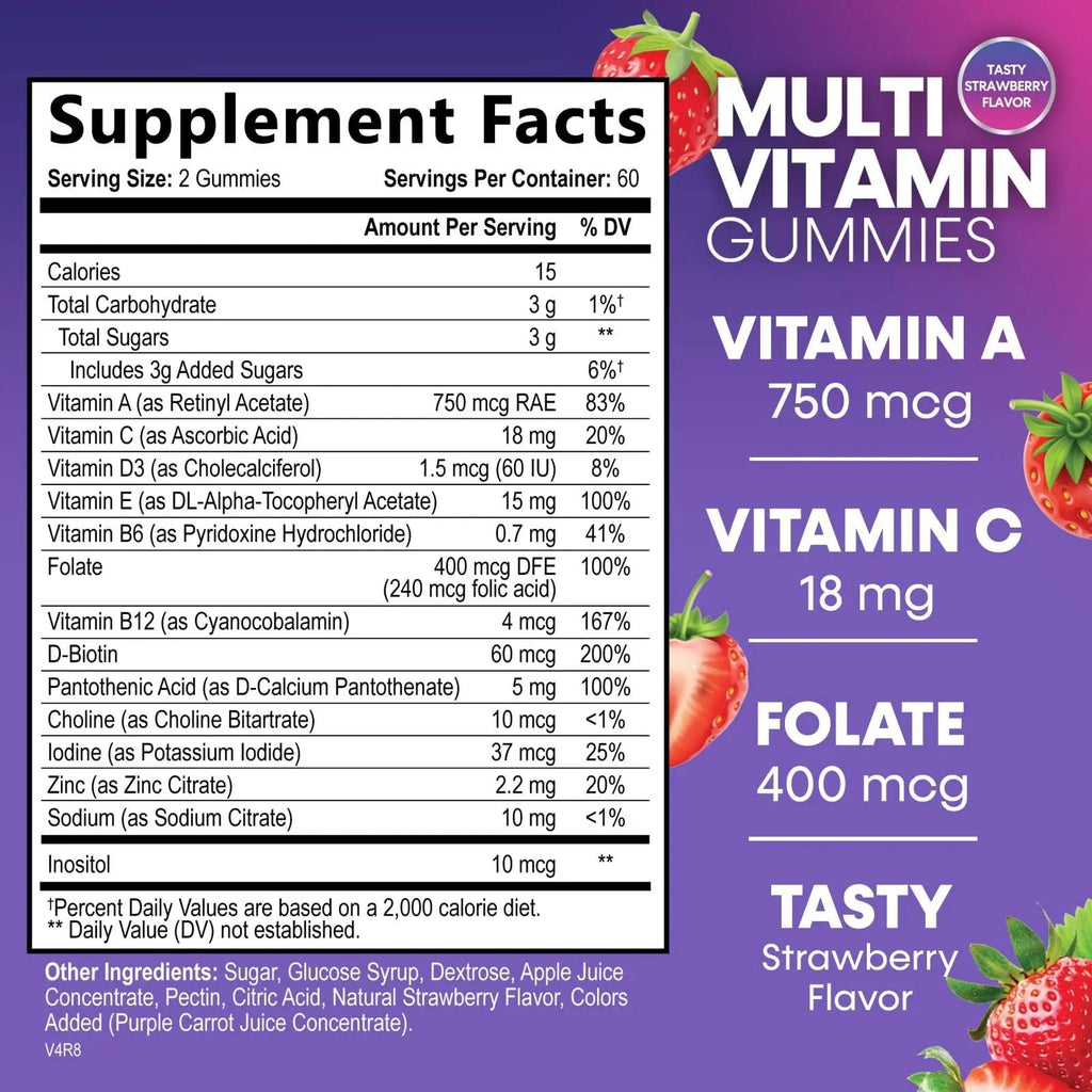 Multivitamin Gummies for Adults - Daily Adult Multivitamins Gummy with Vitamins A, C, D, B12 for Women & Men Nature's Nutrition Au supplements
