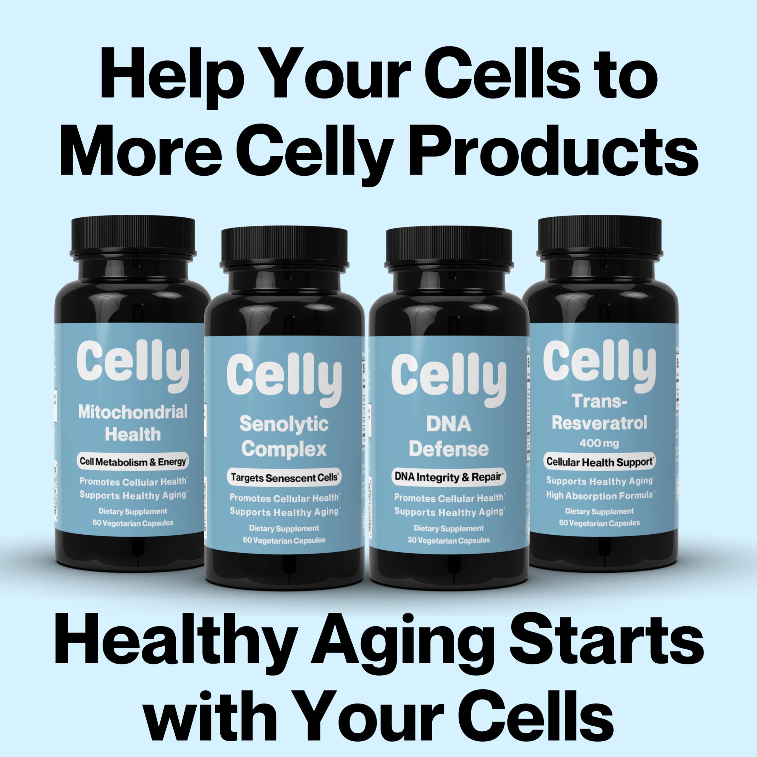 Celly NAD Booster | Longevity Supplement for Healthy Aging with NR (Nicotinamide Riboside) and Nicotinamide | Promotes Cell Function & Vitality | Non-GMO & 3rd Party Tested Celly Au supplements