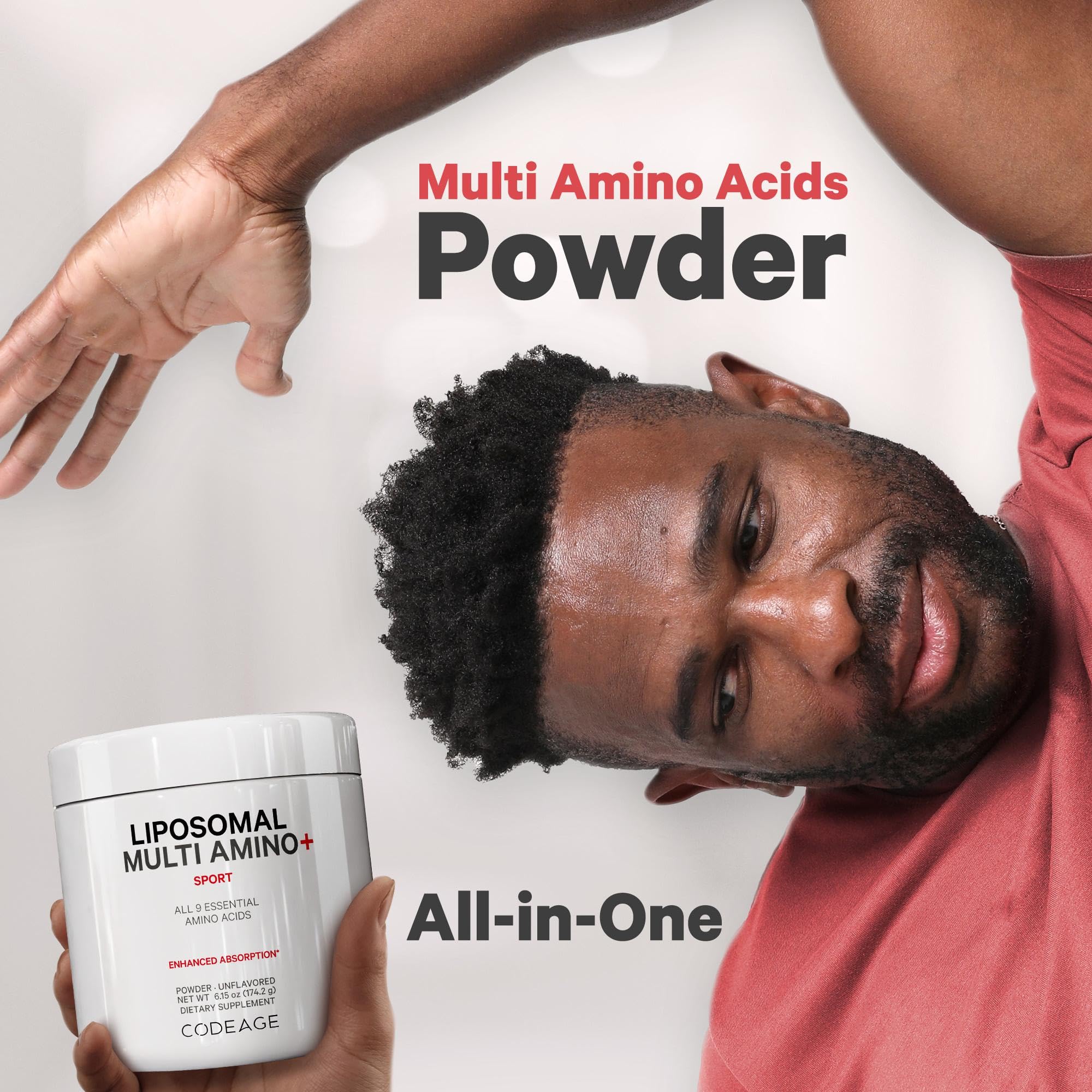Codeage Liposomal Multi Amino Powder Supplement - BCAA & EAA Supplement All 9 Essential Amino Acids, Branched-Chain Amino Acid, Pre & Post Workout, Unflavored, Liposomal Delivery, Non-GMO, 6.15 oz Codeage Au supplements